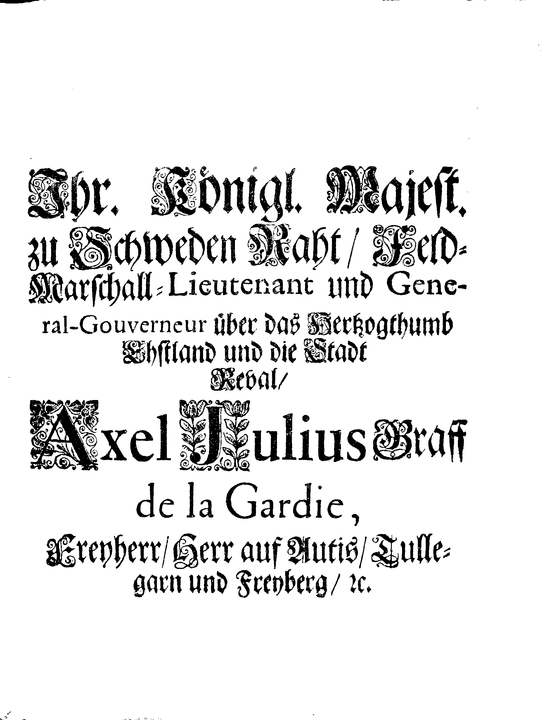 [Axel Julius De la Gardie korraldus]