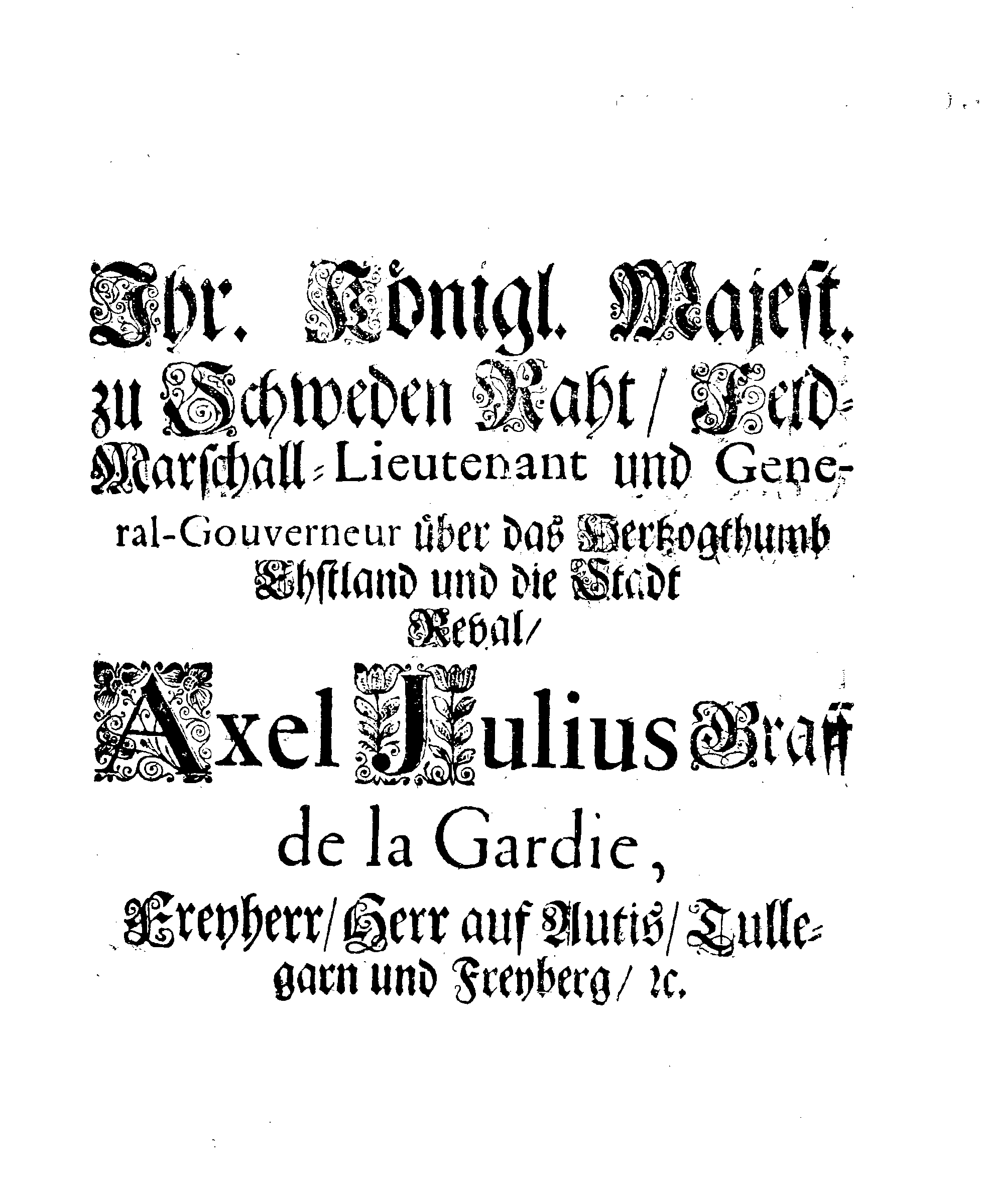 [Axel Julius De la Gardie korraldus]