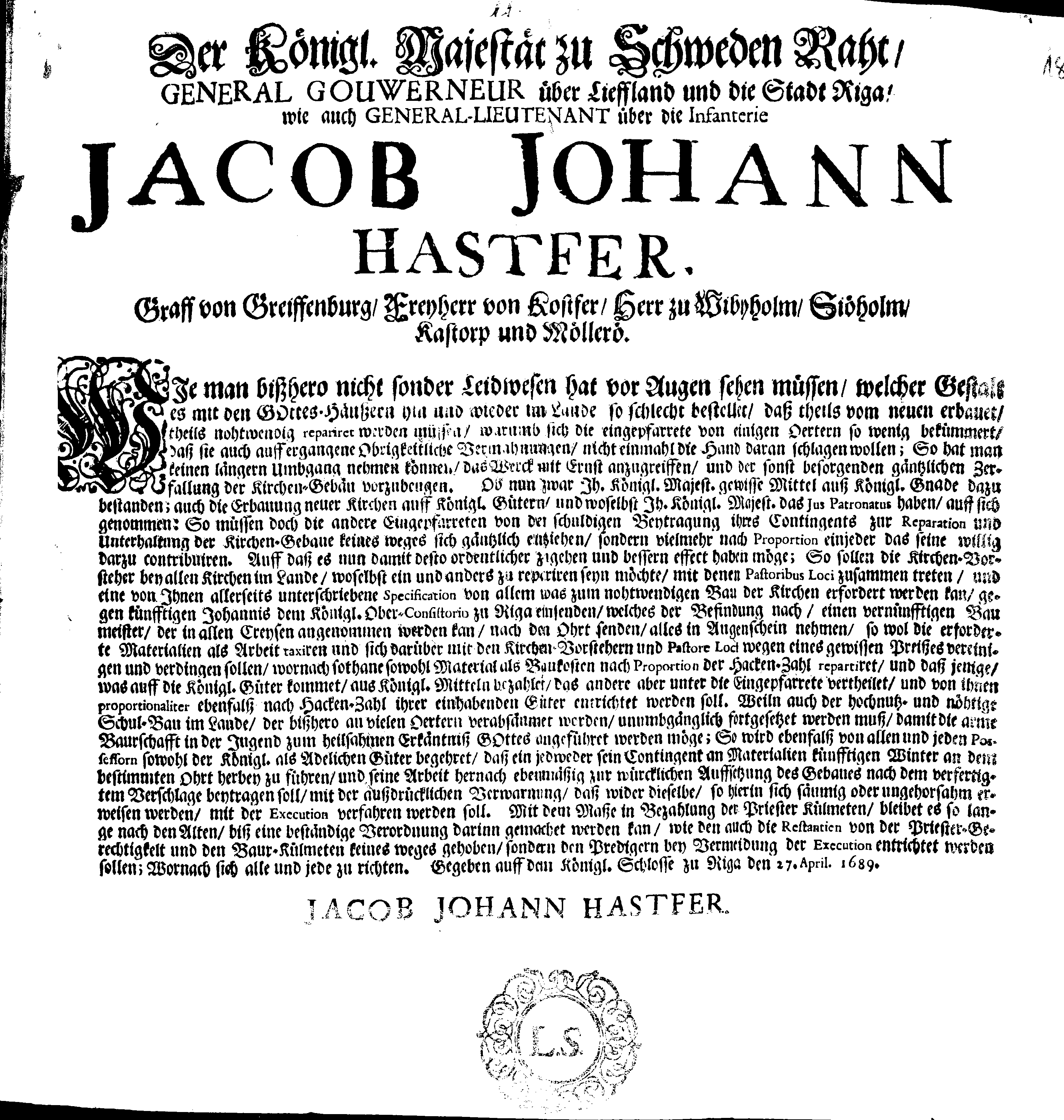 [Jacob Johan Hastferi korraldus]