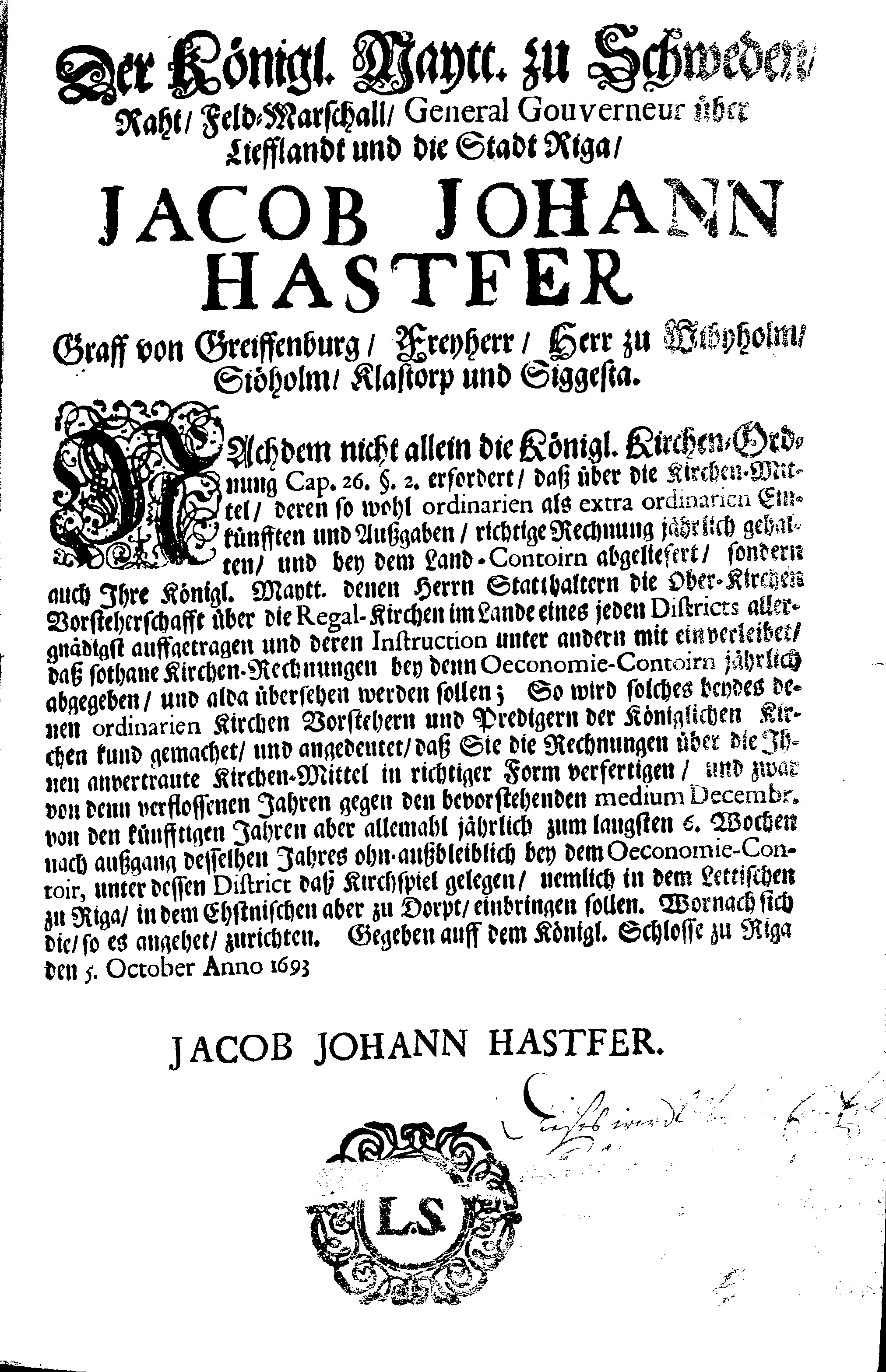 [Jacob Johan Hastferi korraldus]