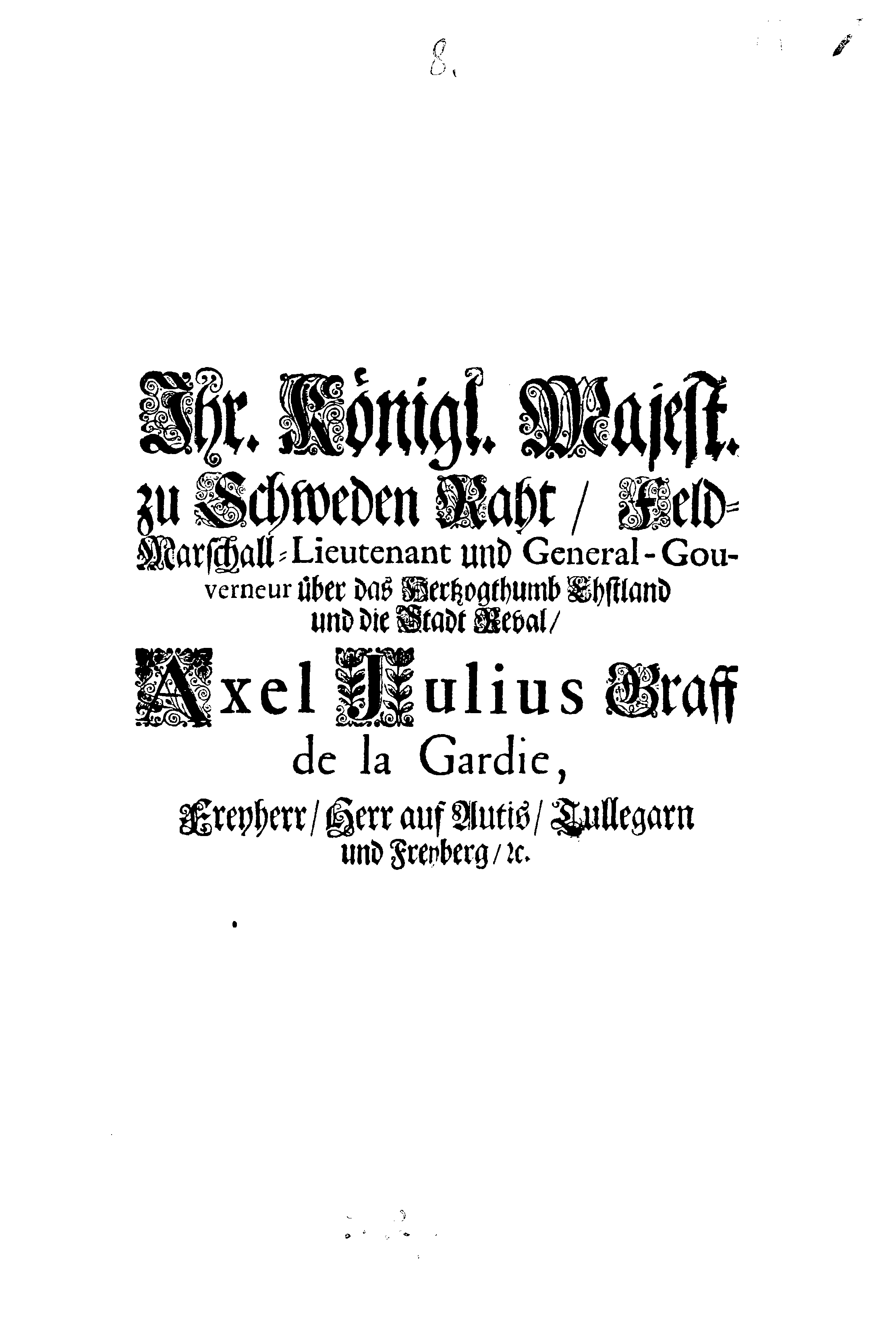 [Axel Julius De la Gardie korraldus]