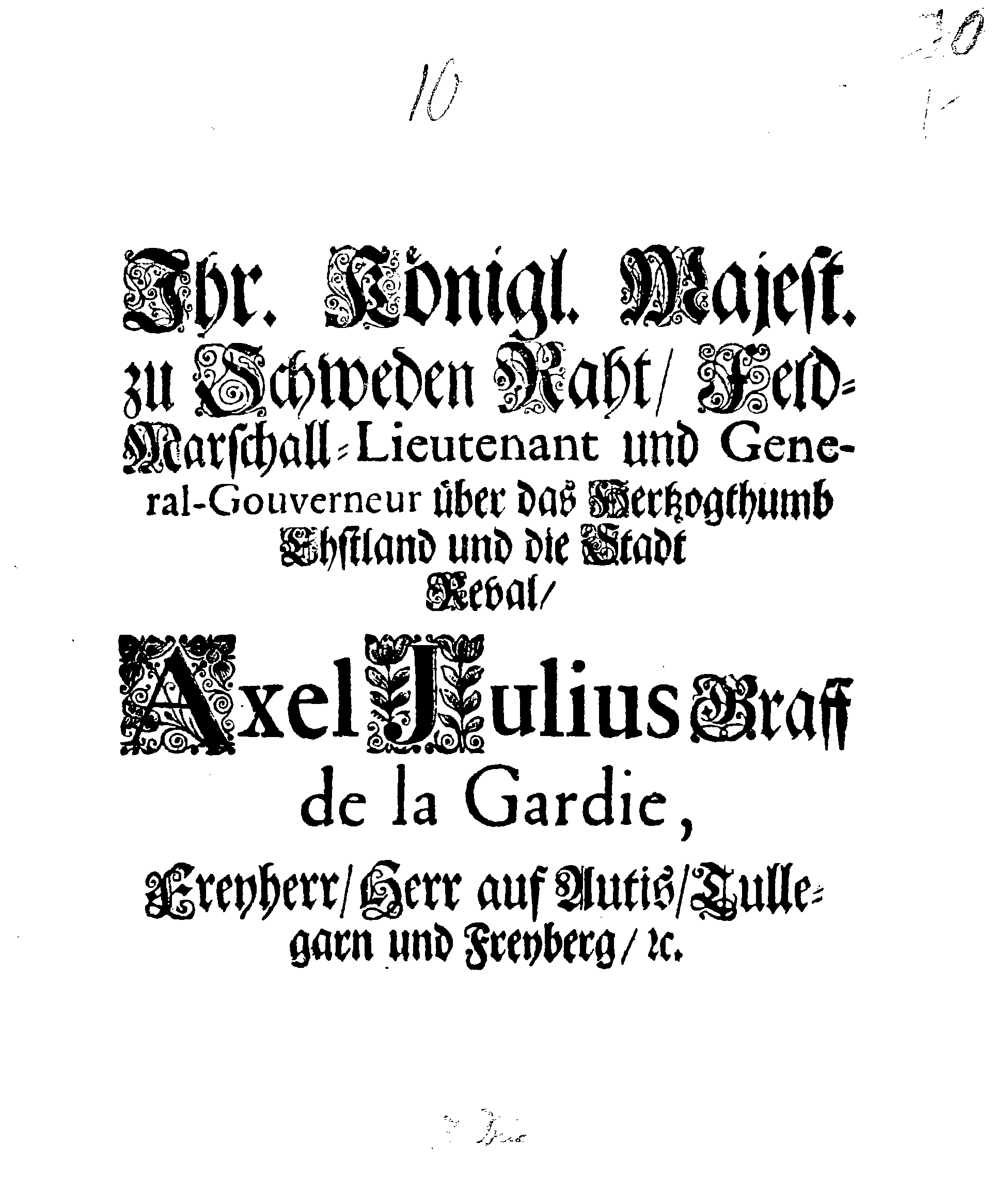 [Axel Julius De la Gardie korraldus]