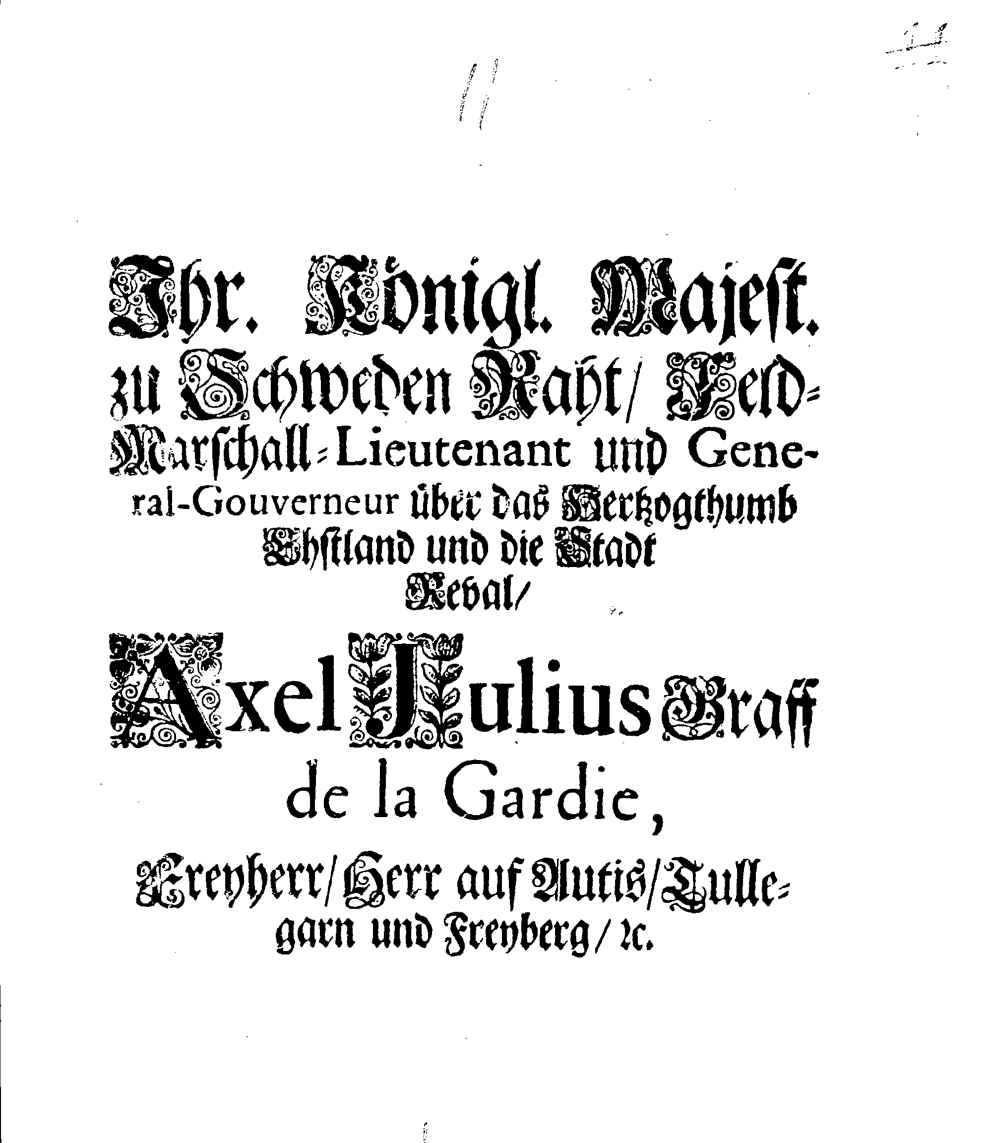 [Axel Julius De la Gardie korraldus]