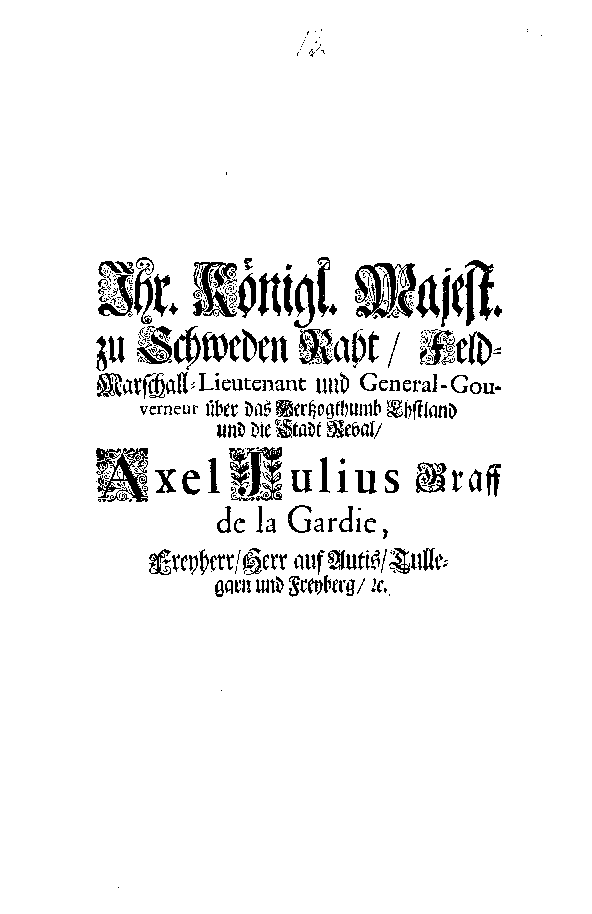 [Axel Julius De la Gardie korraldus]