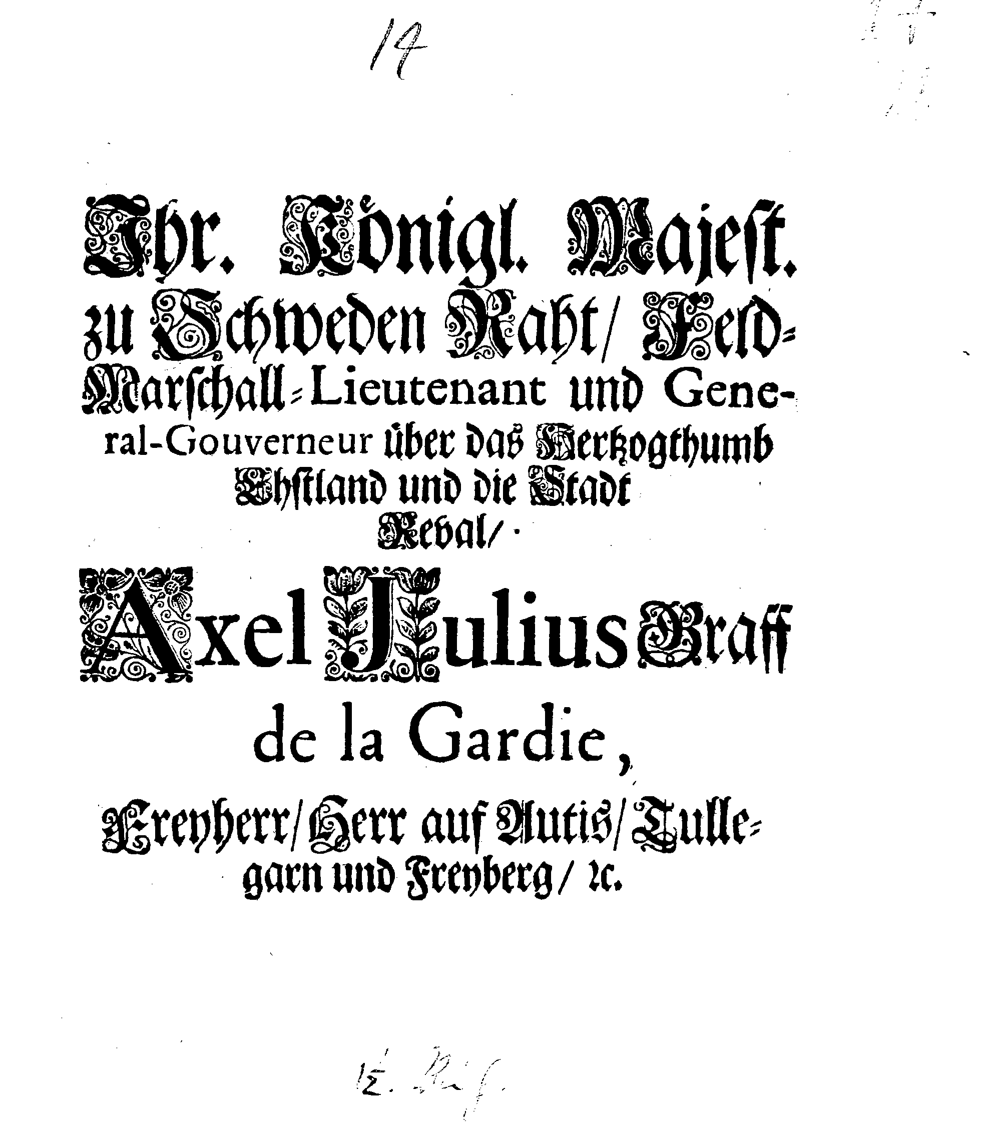 [Axel Julius De la Gardie korraldus]