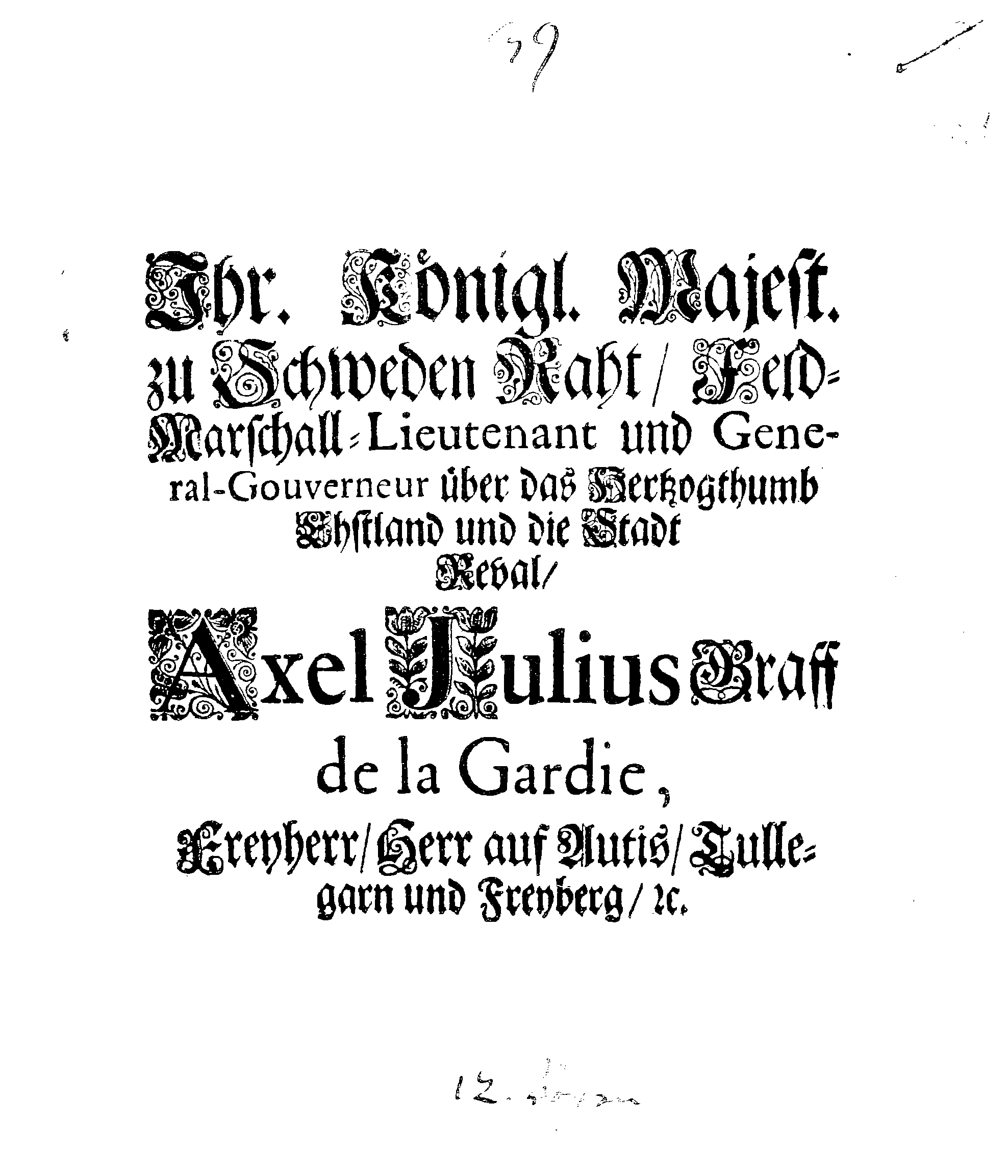 [Axel Julius De la Gardie korraldus]