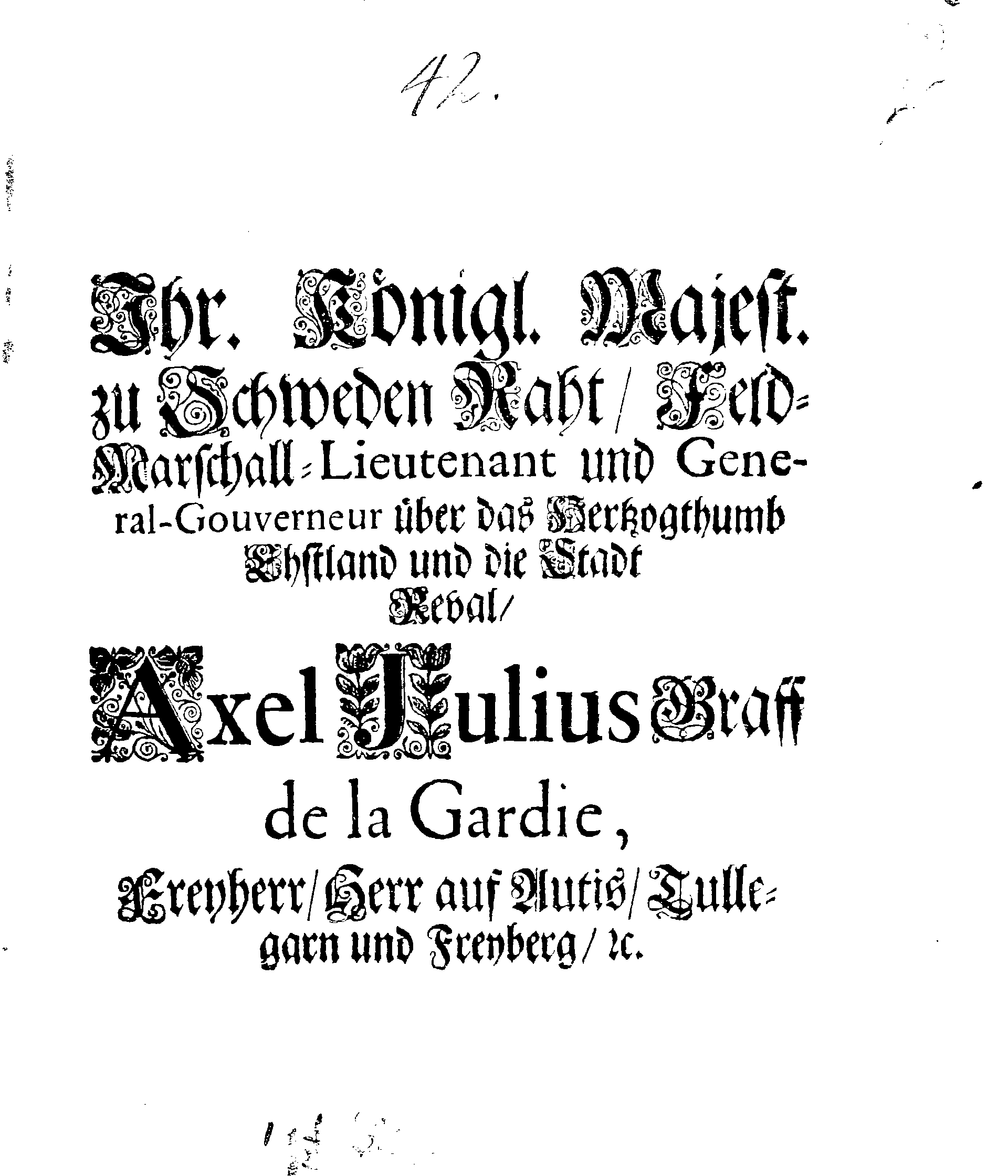 [Axel Julius De la Gardie korraldus]