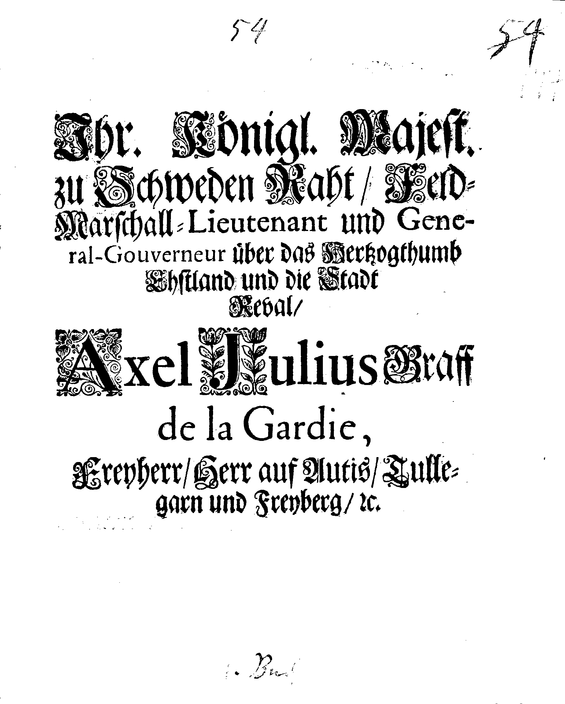 [Axel Julius De la Gardie korraldus]