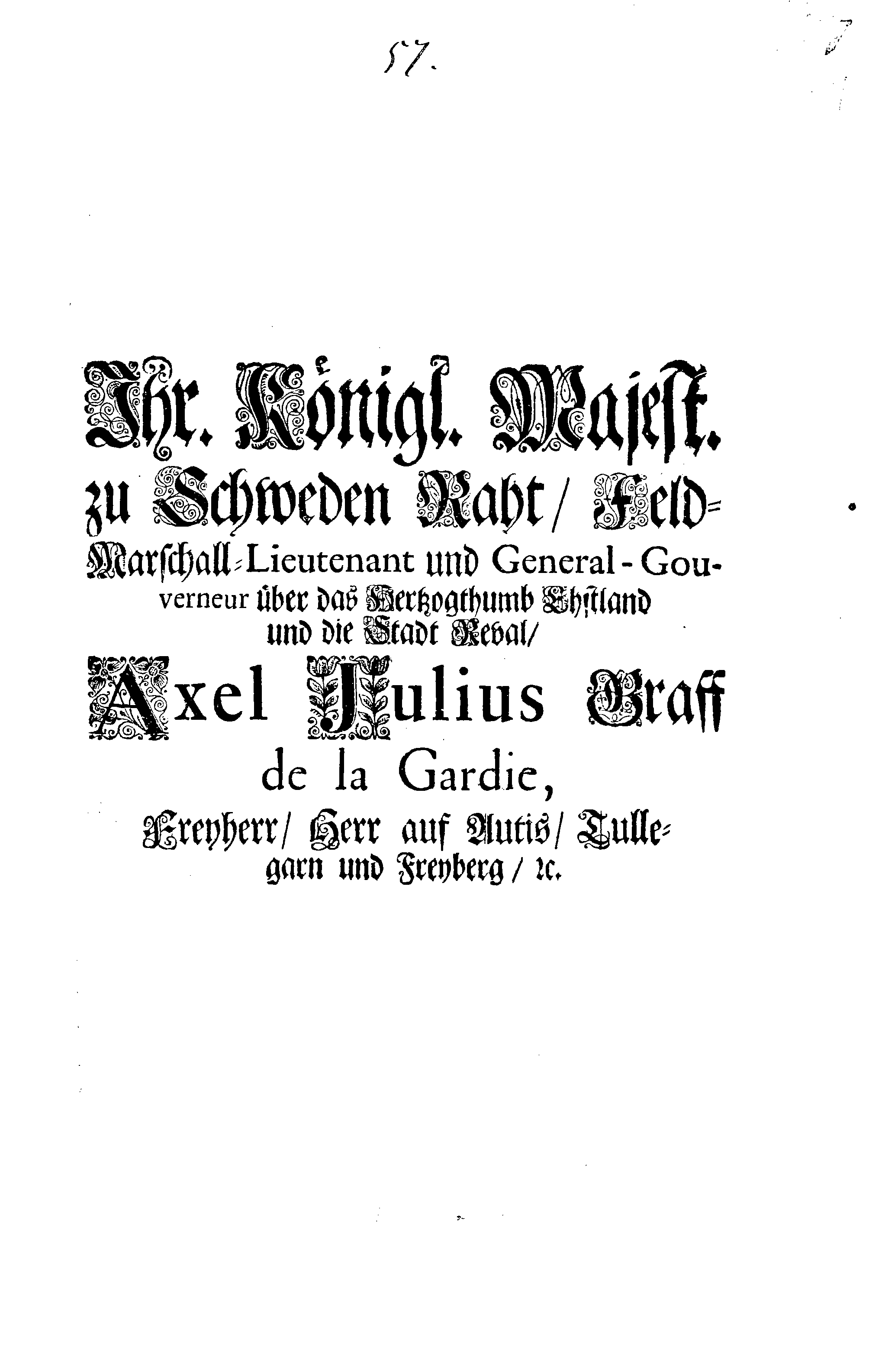 [Axel Julius De la Gardie korraldus]