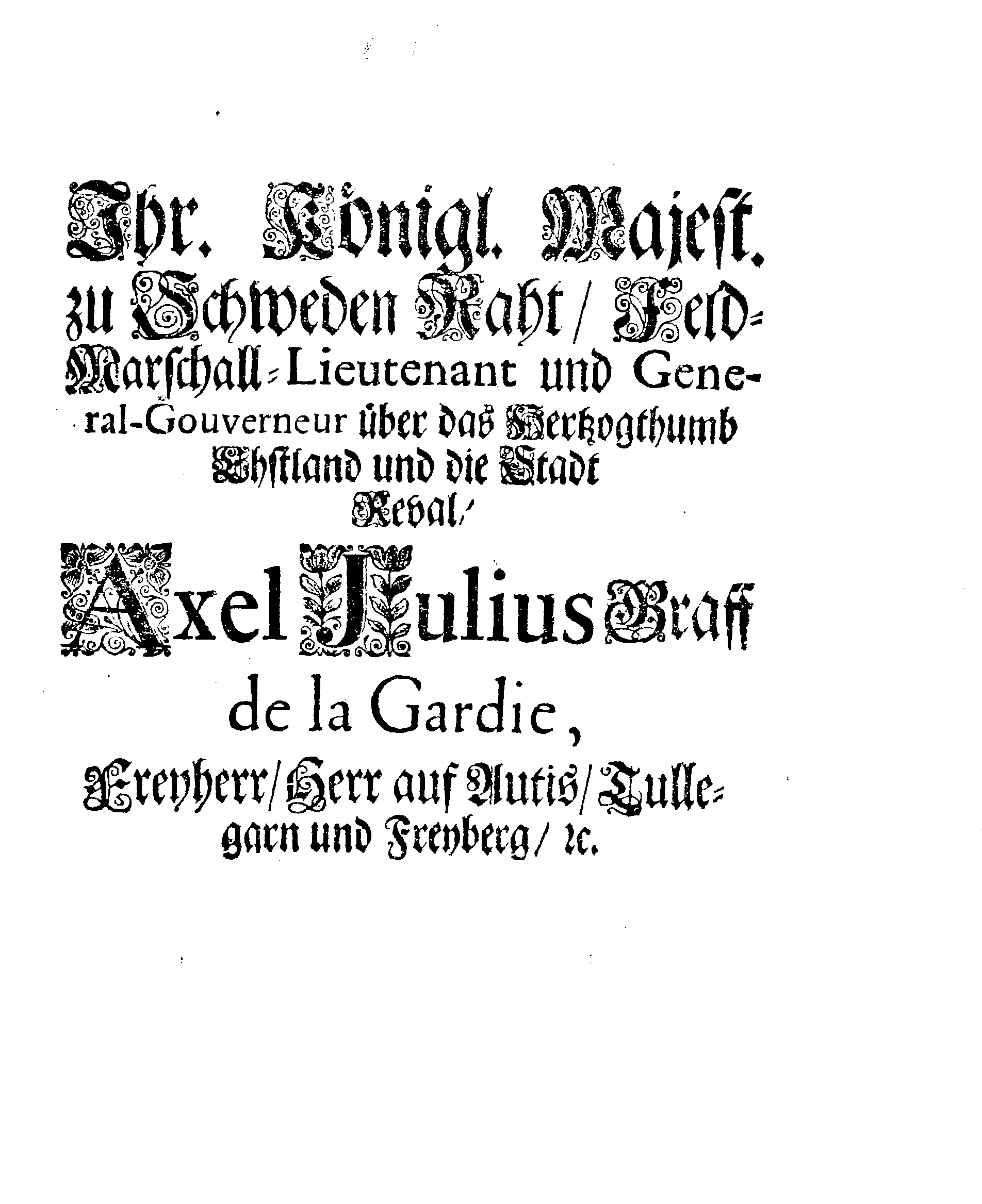 [Axel Julius De la Gardie korraldus]