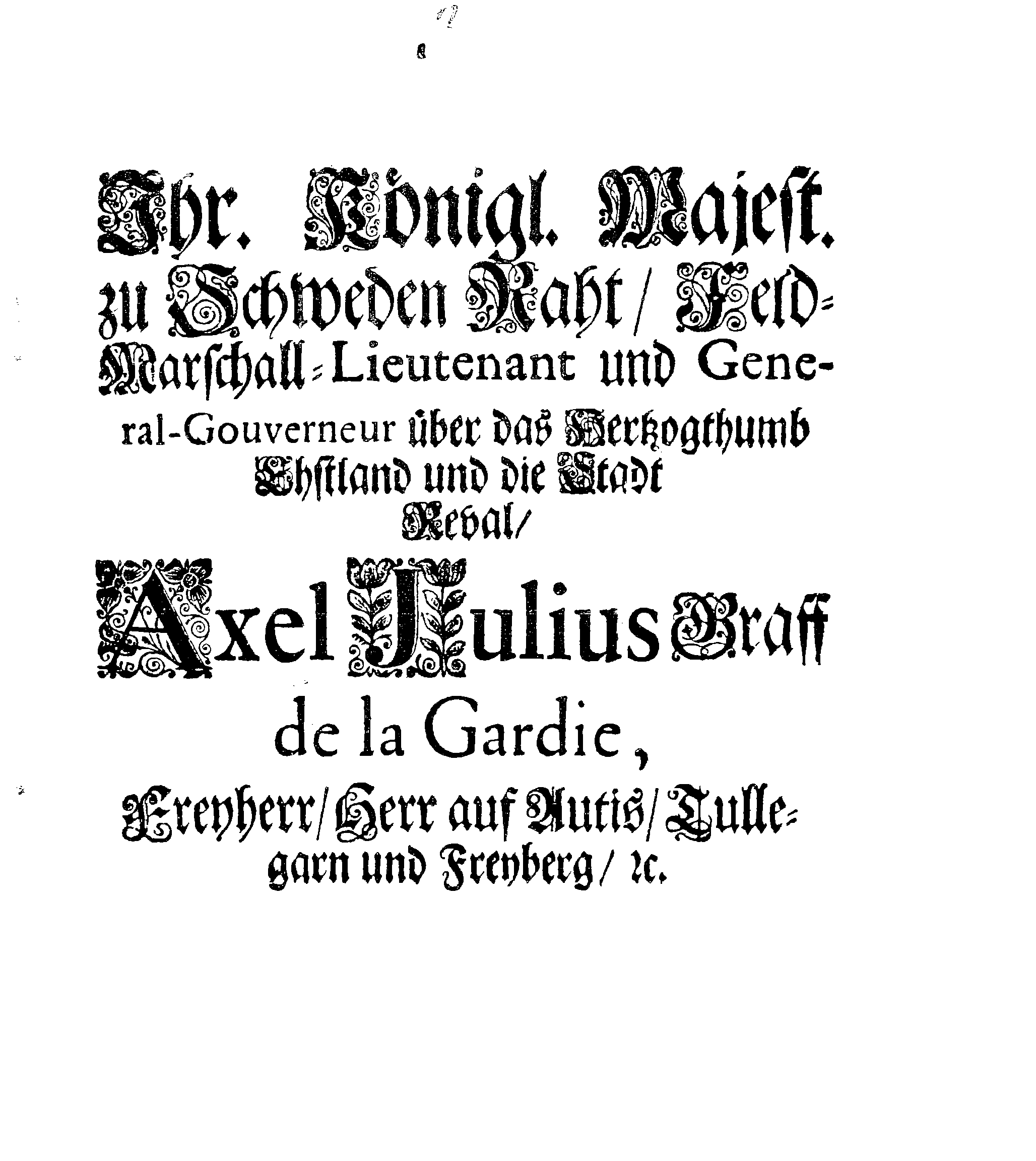 [Axel Julius De la Gardie korraldus]