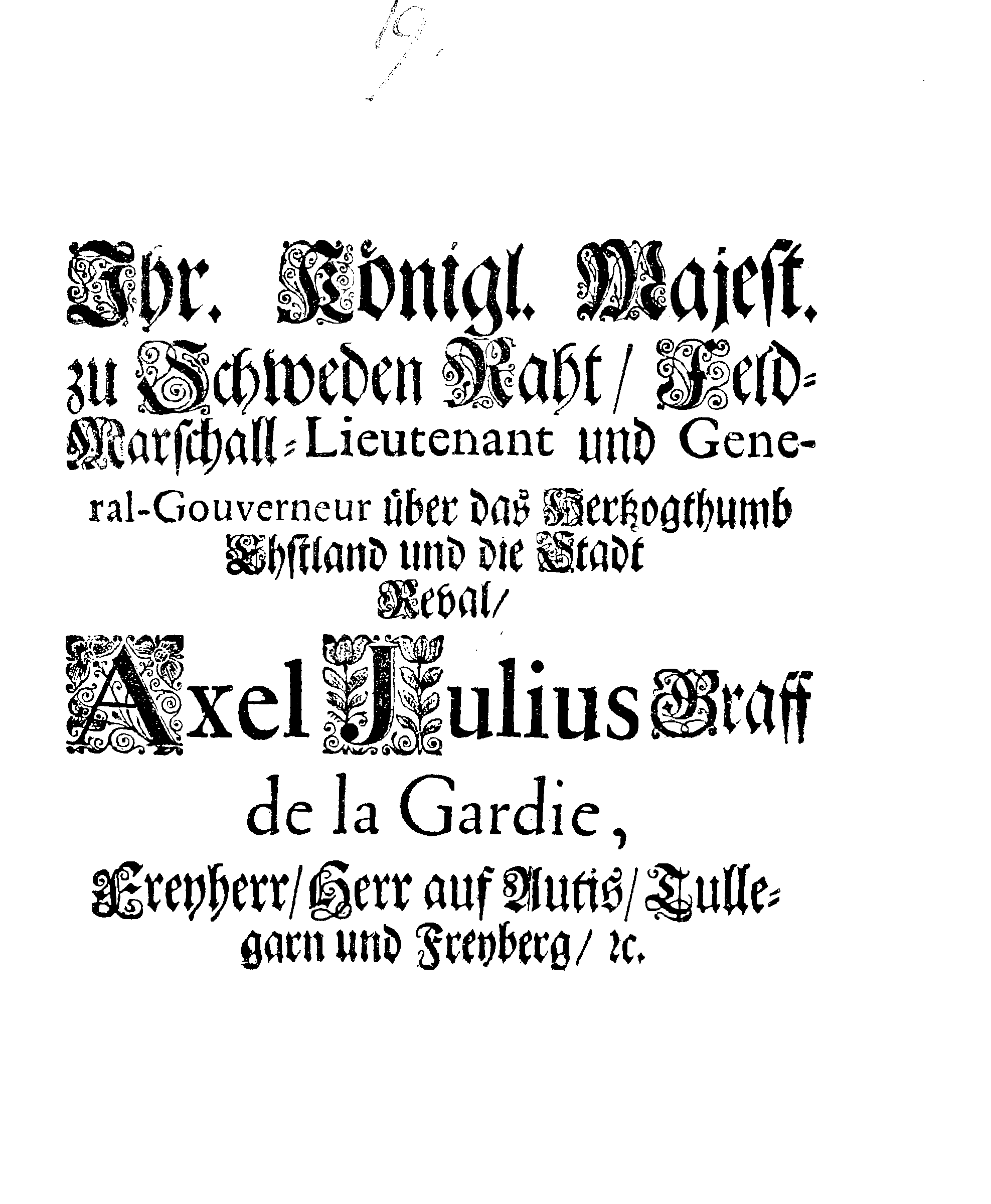 [Axel Julius De la Gardie korraldus]