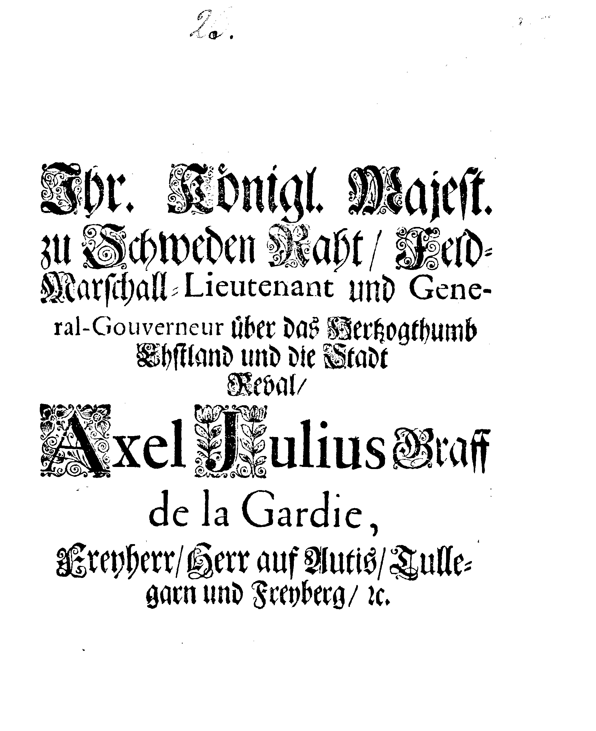 [Axel Julius De la Gardie korraldus]