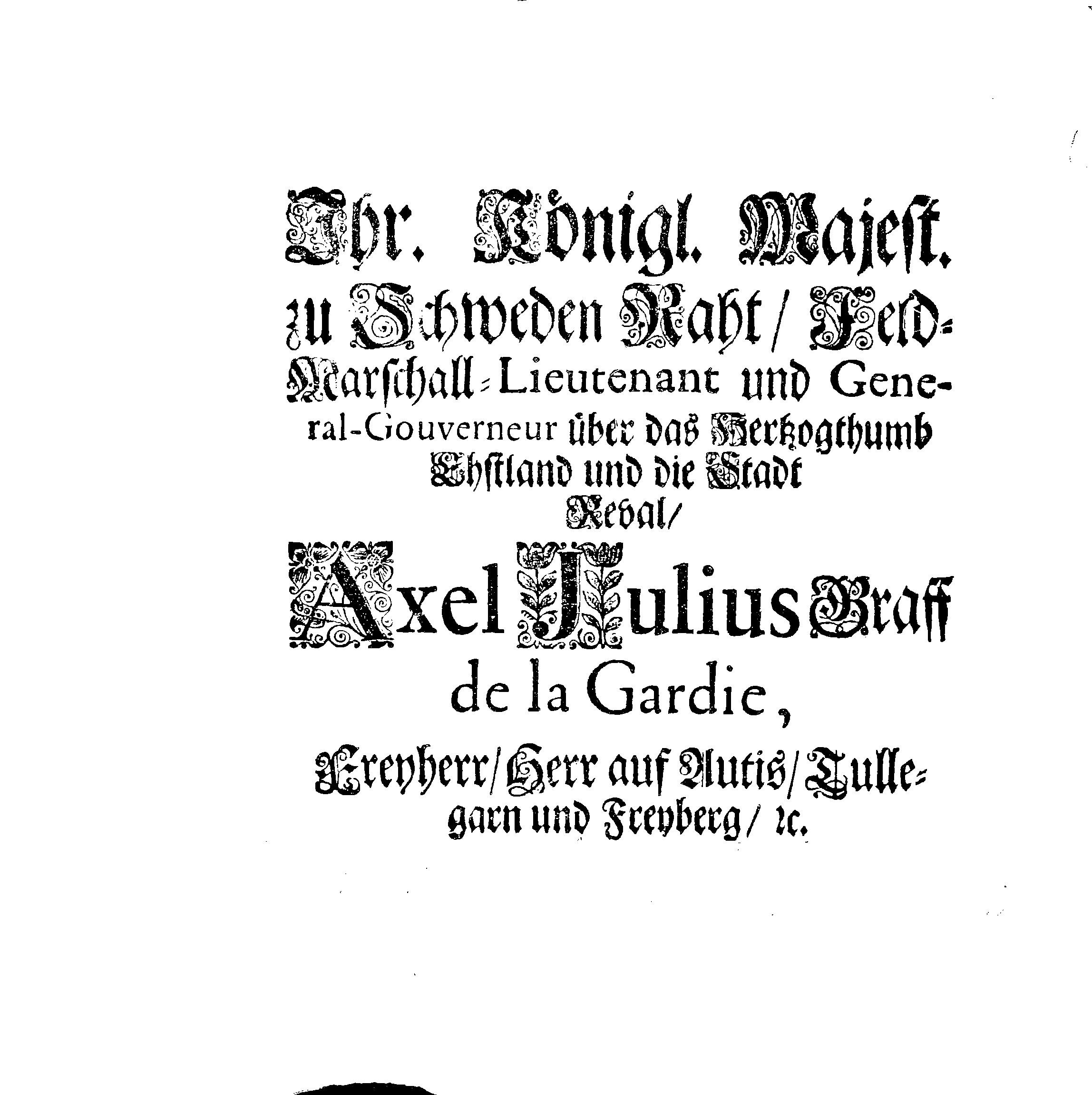 [Axel Julius De la Gardie korraldus]