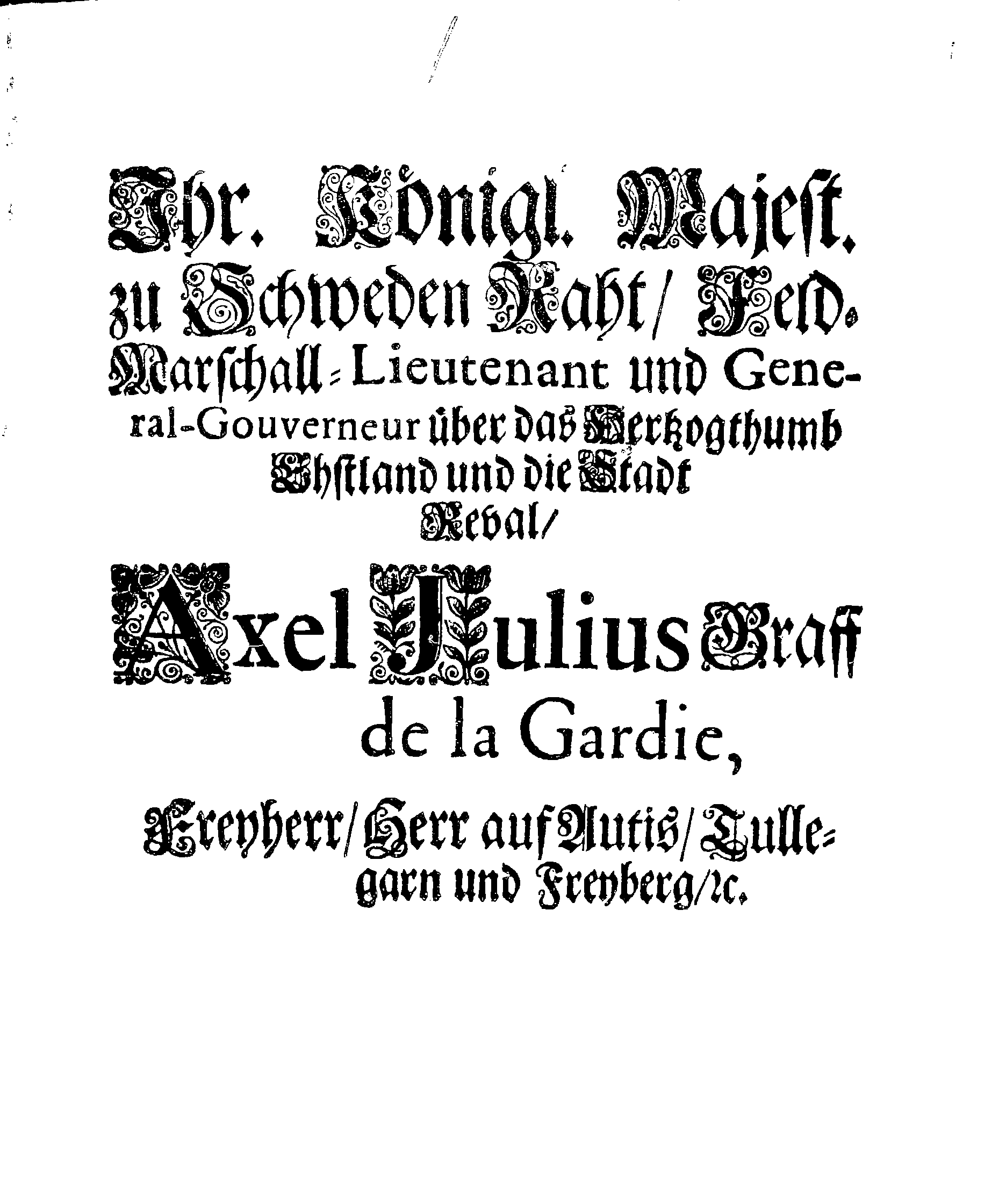 [Axel Julius De la Gardie korraldus]