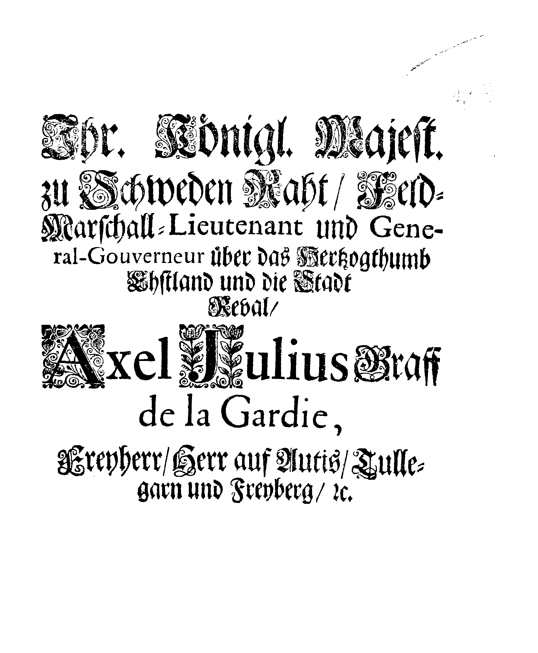 [Axel Julius De la Gardie korraldus]