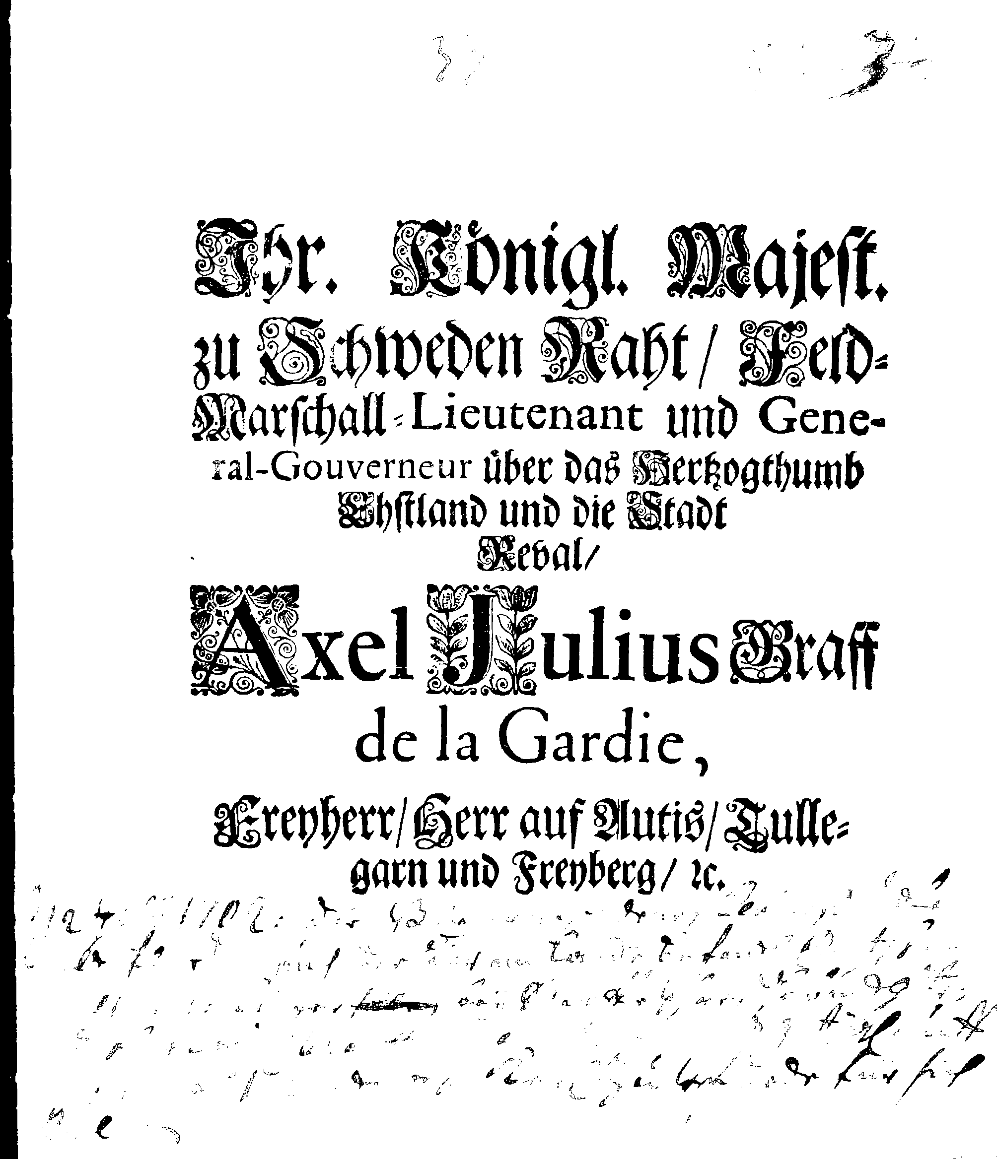 [Axel Julius De la Gardie korraldus]