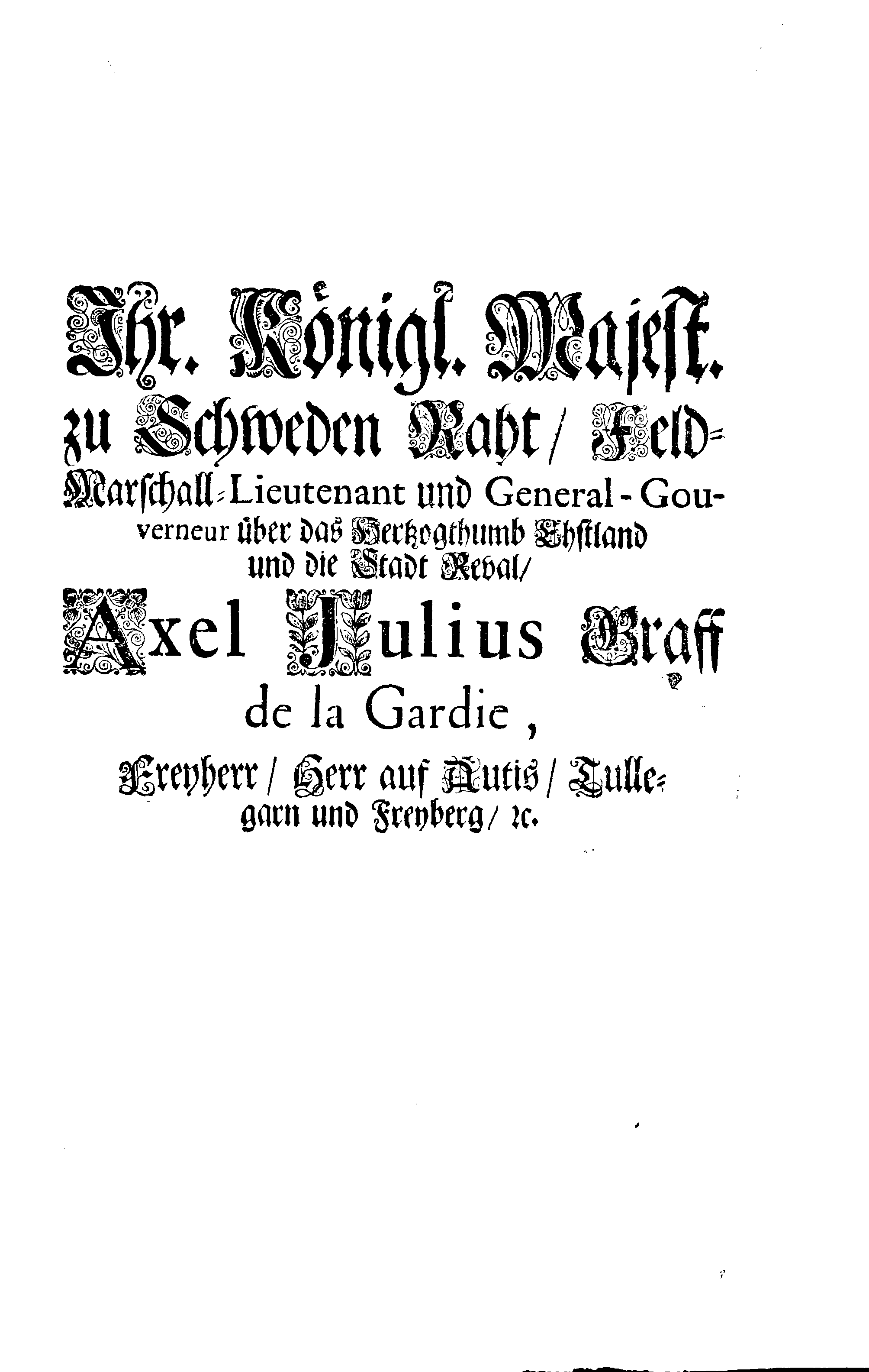 [Axel Julius De la Gardie korraldus]