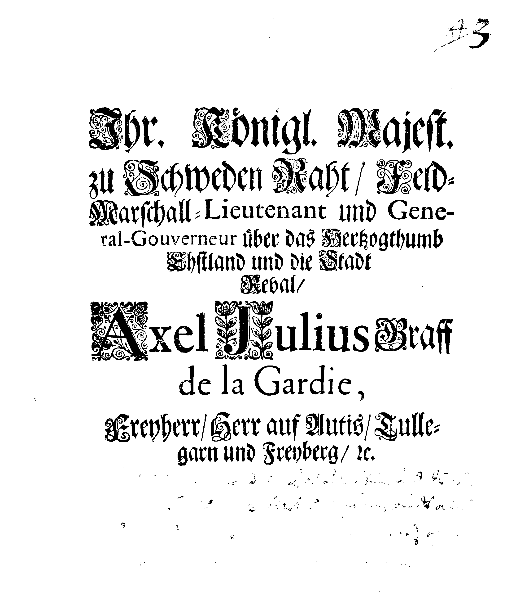 [Axel Julius De la Gardie korraldus]