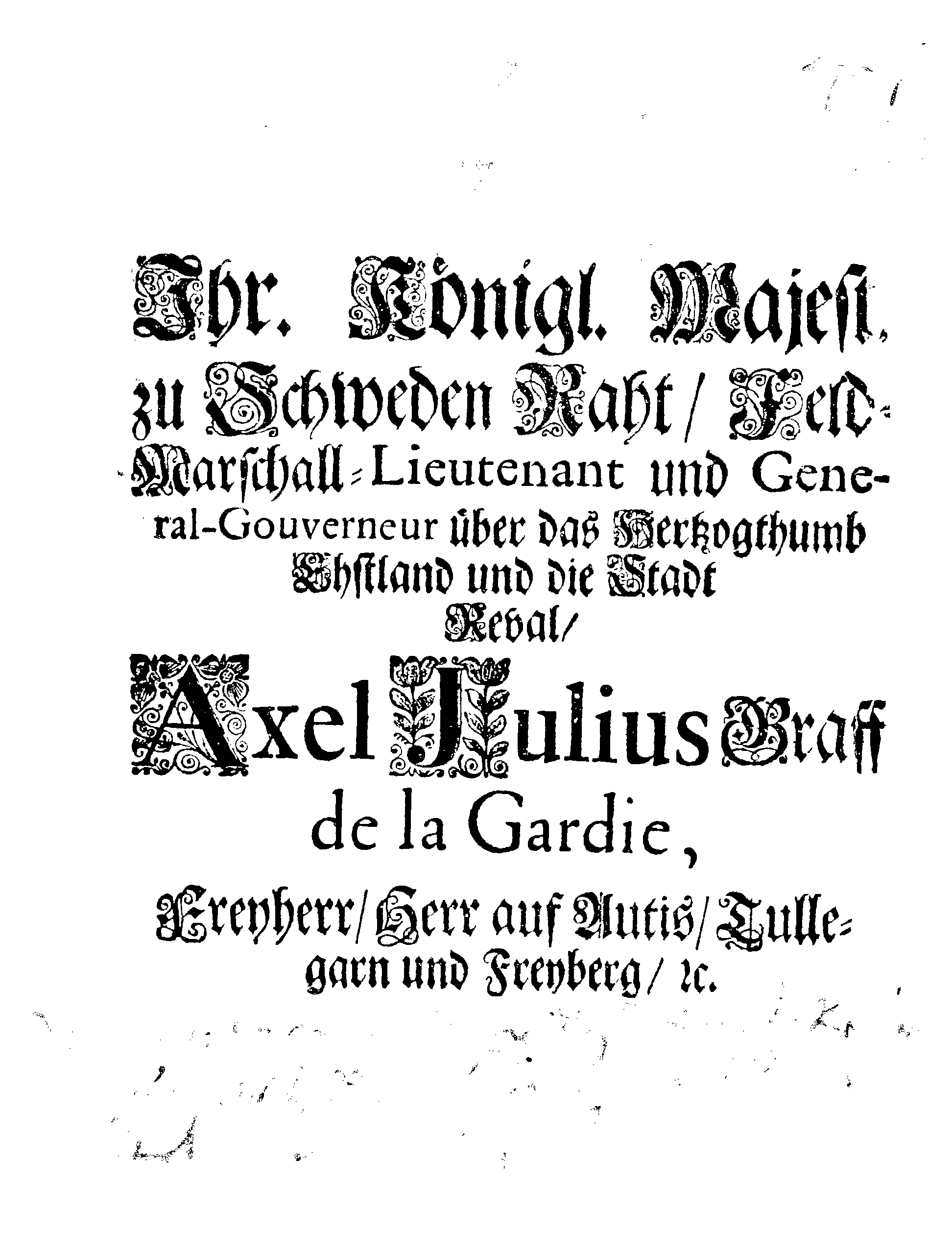 [Axel Julius De la Gardie korraldus]