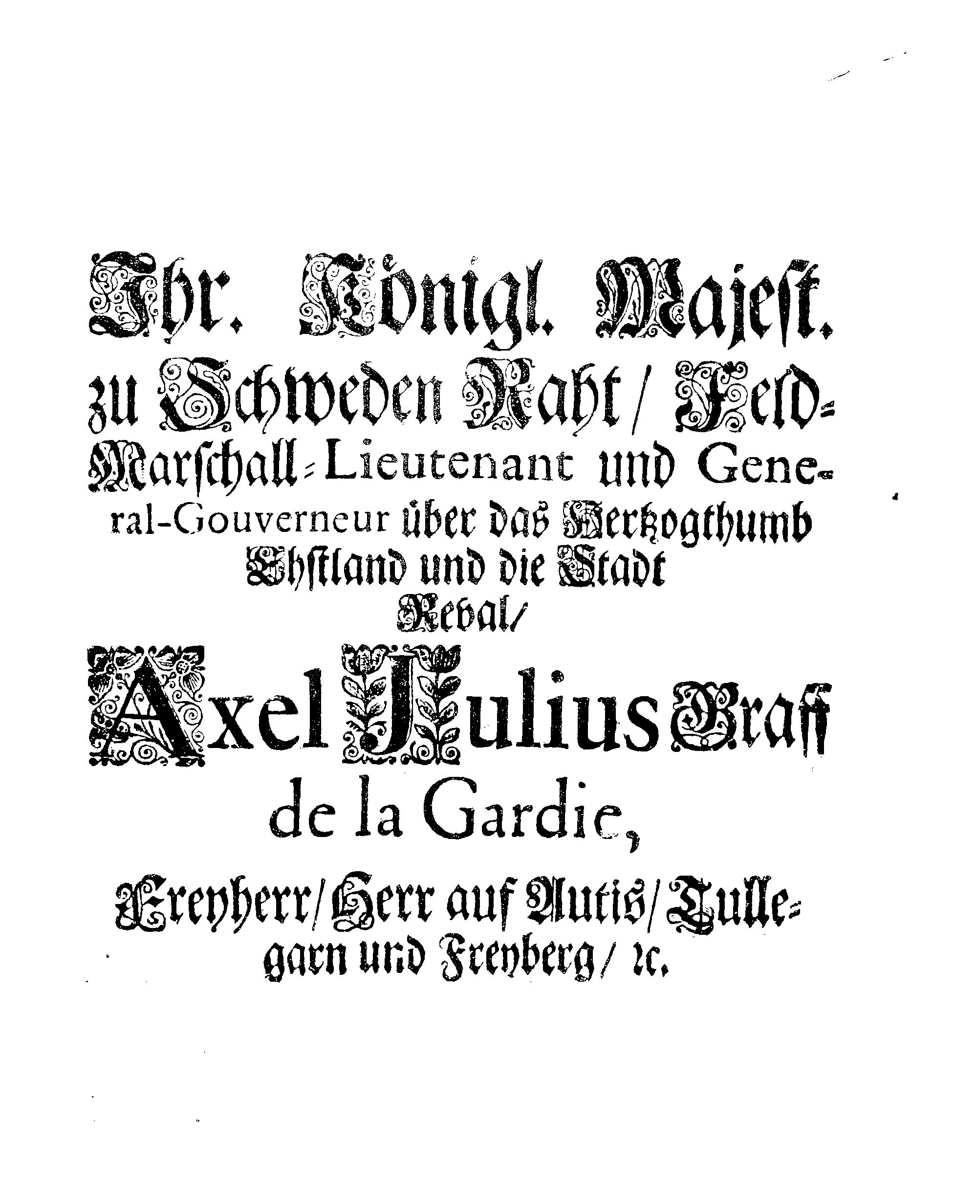 [Axel Julius De la Gardie korraldus]