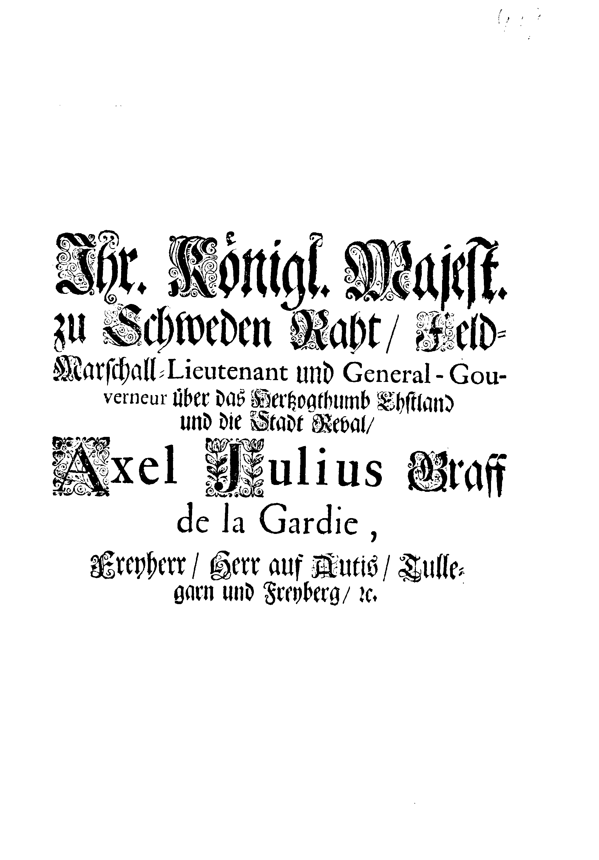 [Axel Julius De la Gardie korraldus]