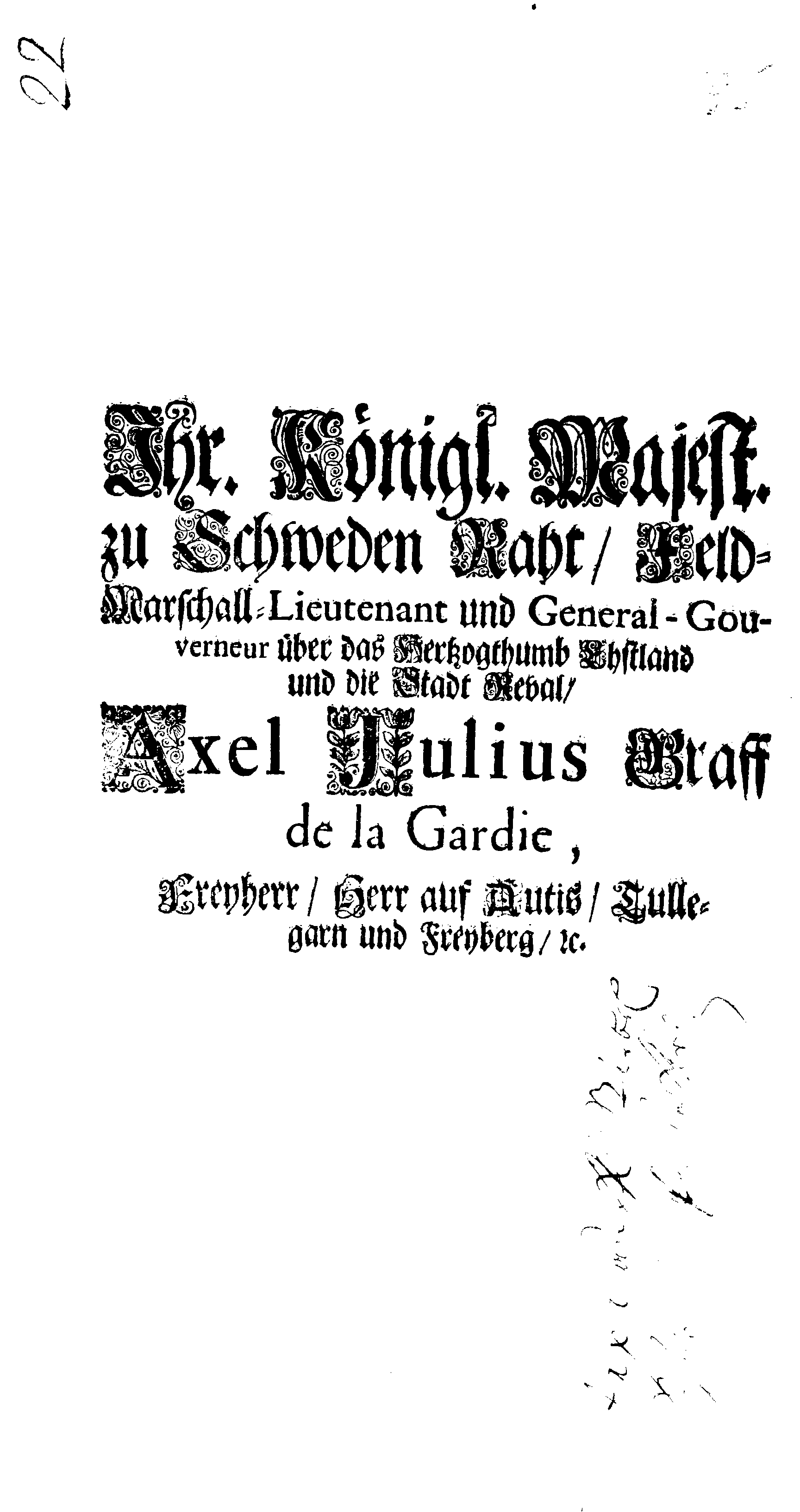 [Axel Julius De la Gardie korraldus]