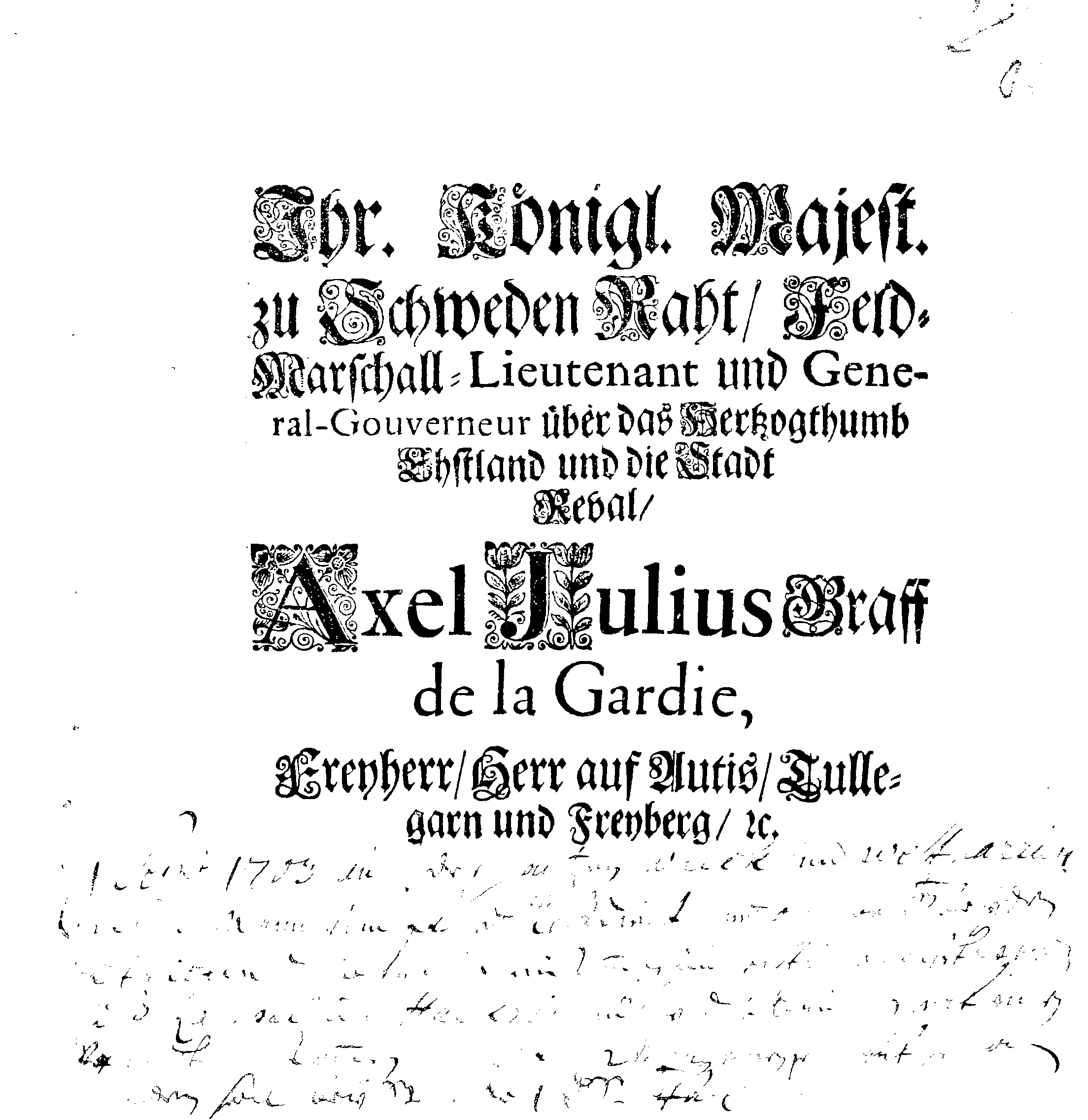 [Axel Julius De la Gardie korraldus]