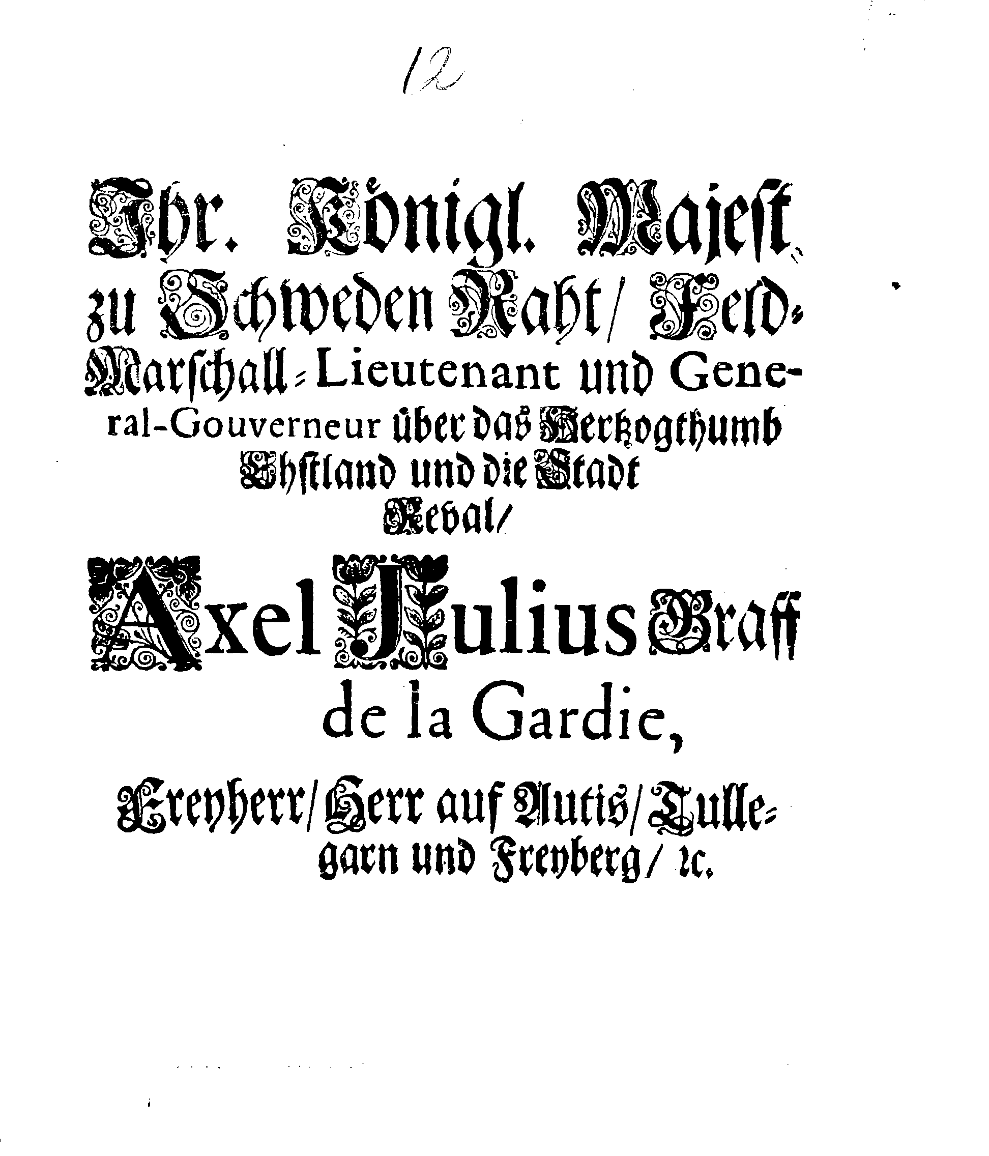 [Axel Julius De la Gardie korraldus]