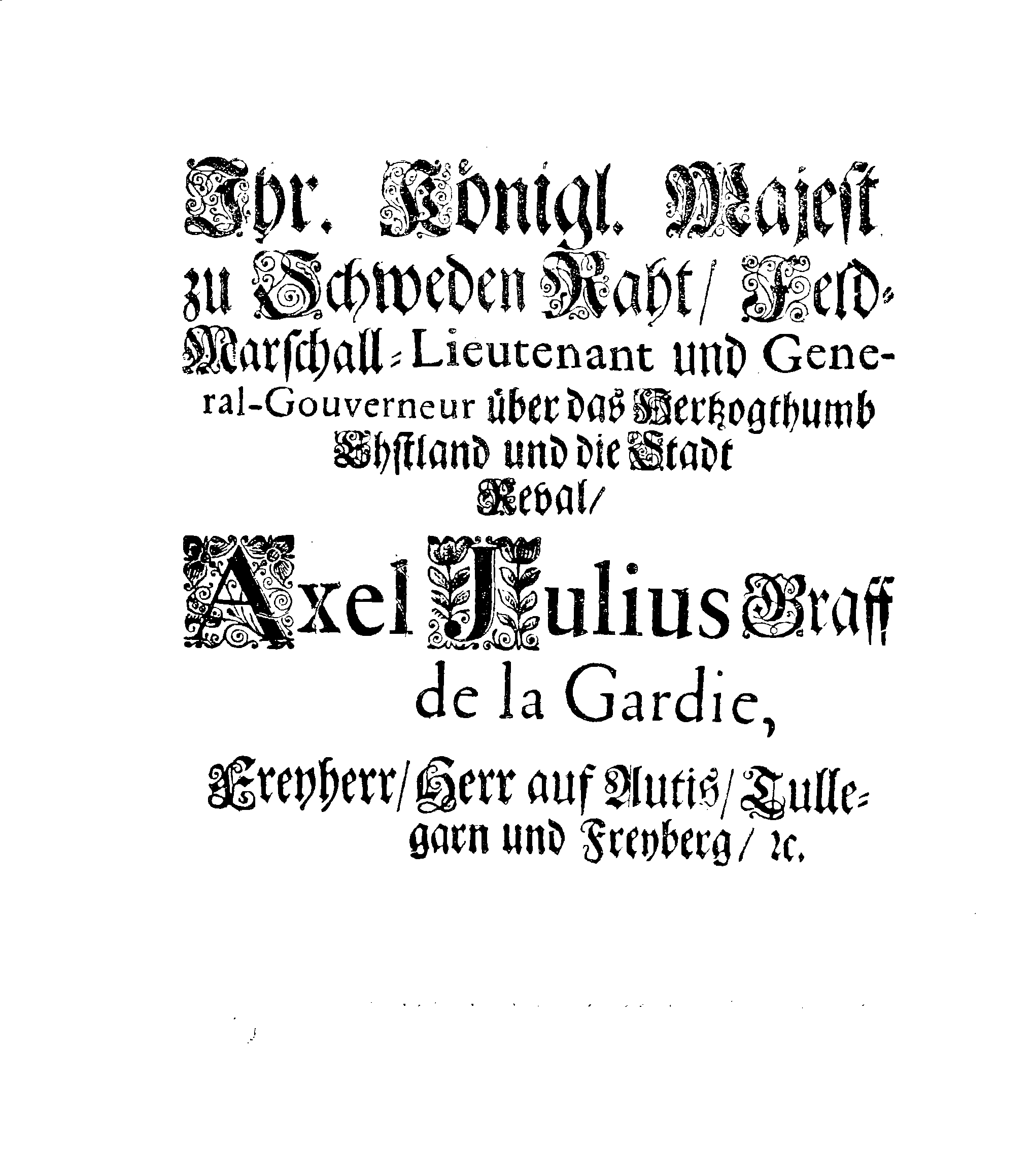 [Axel Julius De la Gardie korraldus]