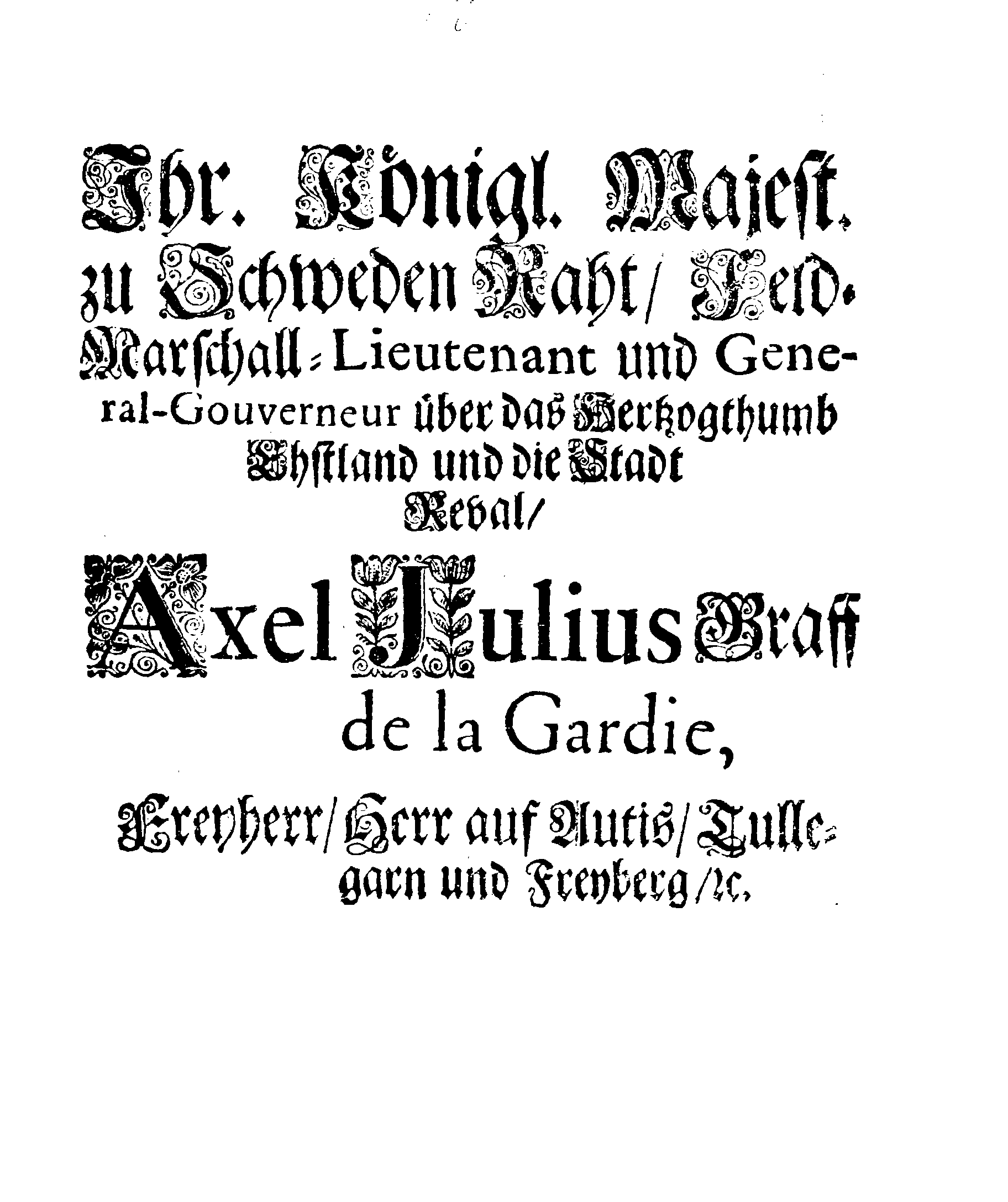 [Axel Julius De la Gardie korraldus]