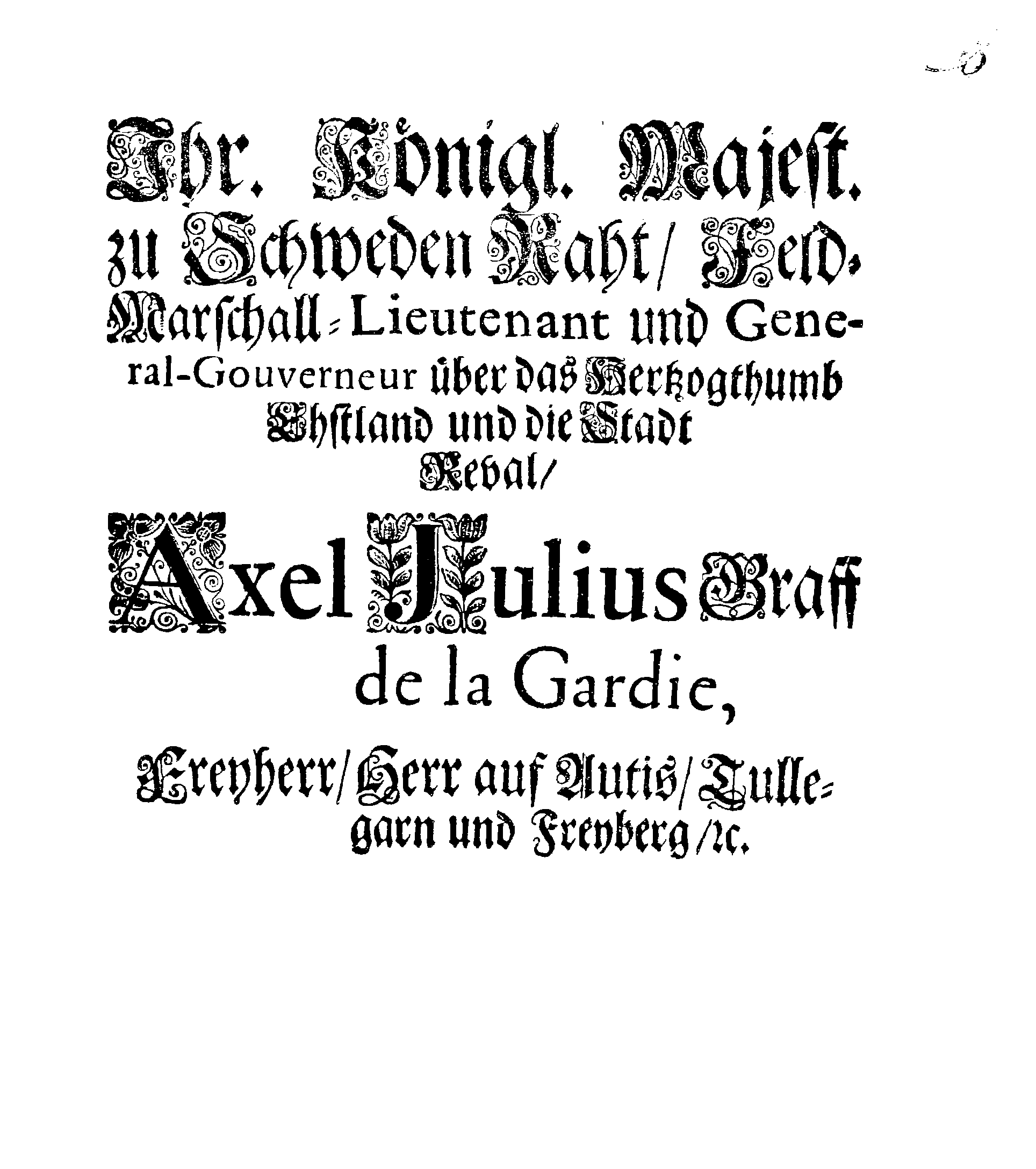 [Axel Julius De la Gardie korraldus]