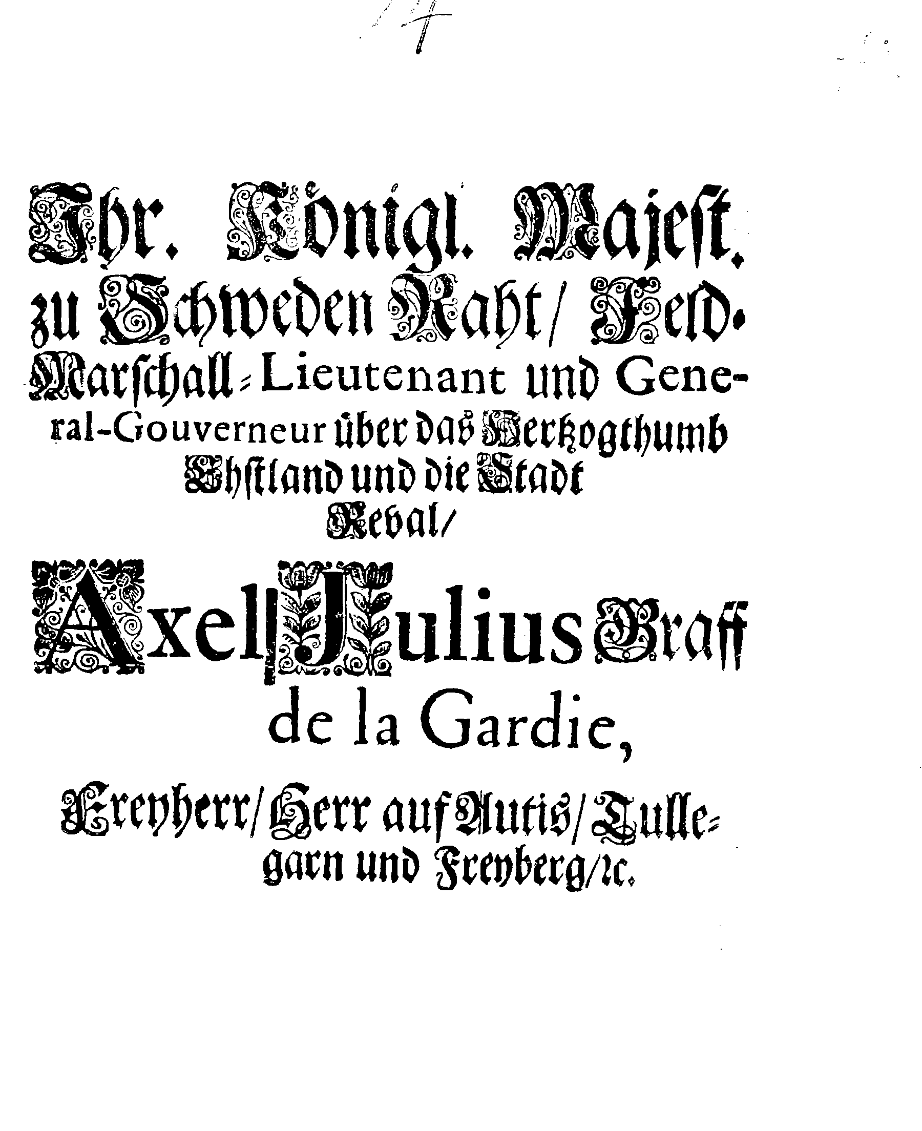 [Axel Julius De la Gardie korraldus]