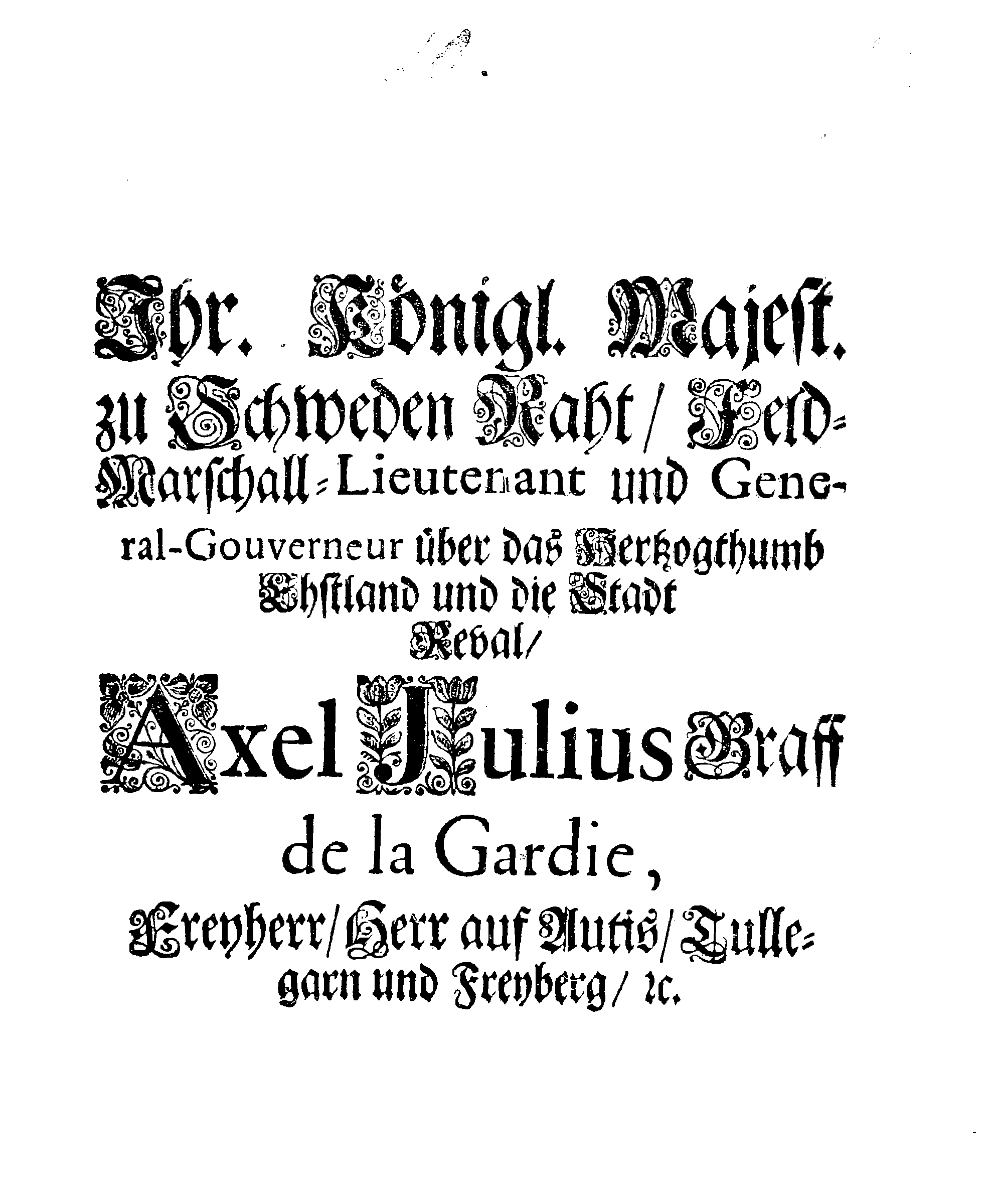 [Axel Julius De la Gardie korraldus]