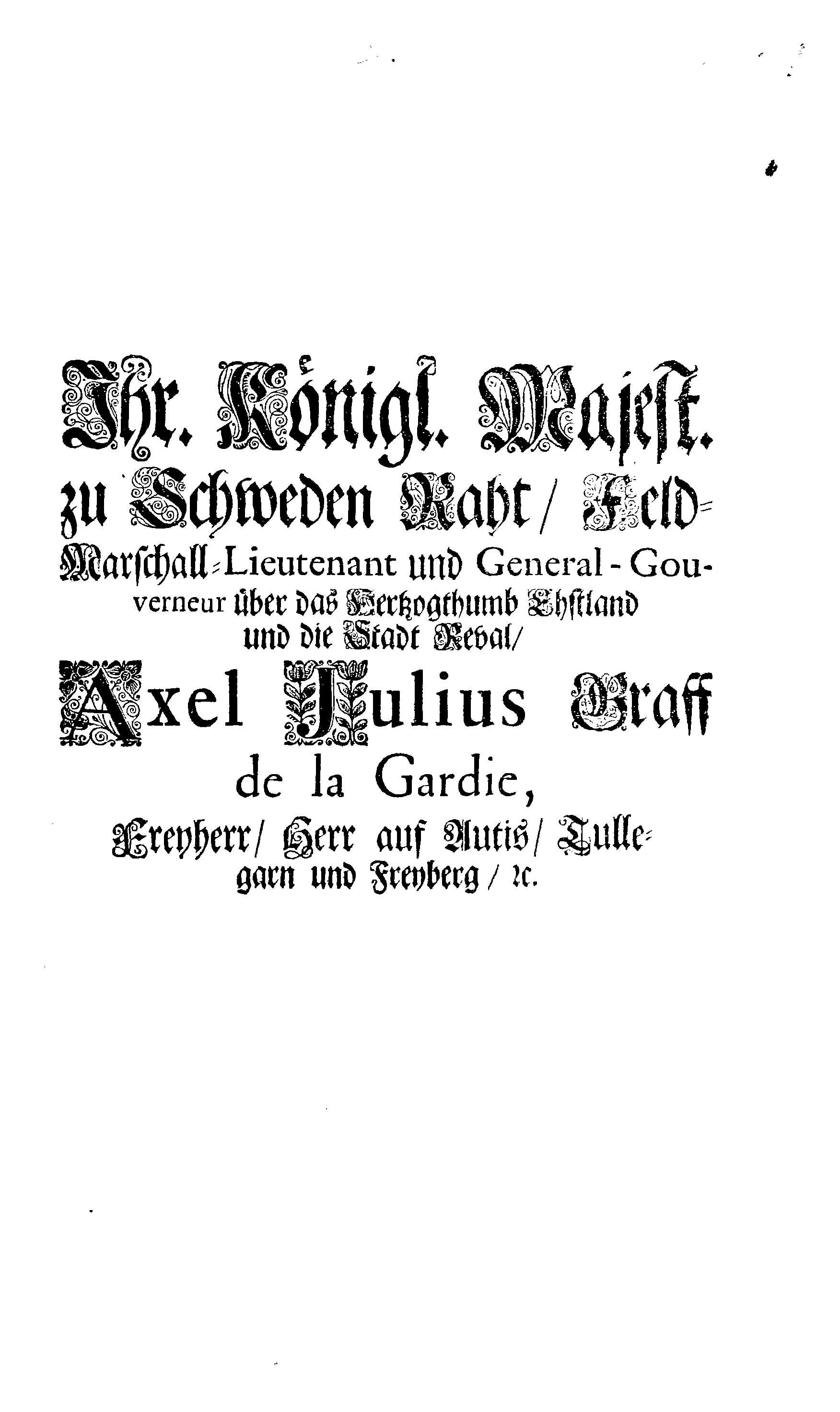 [Axel Julius De la Gardie korraldus]