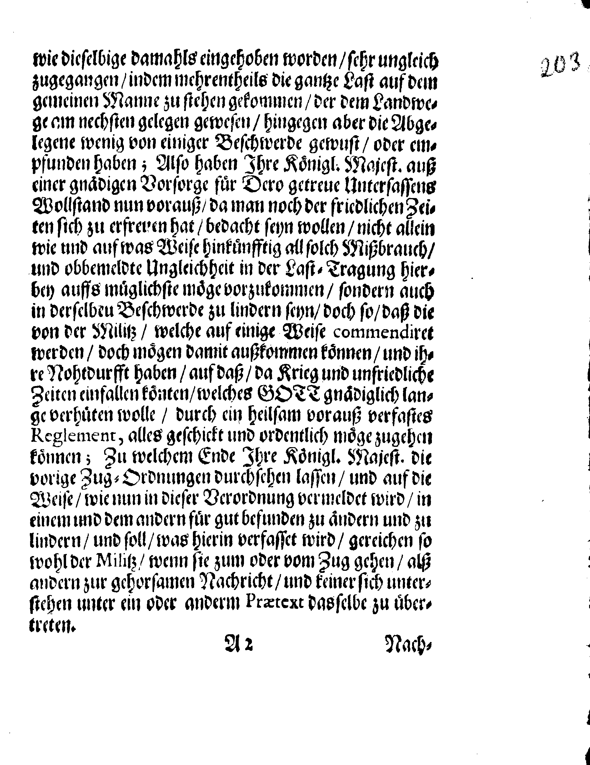 Ihrer Königl. Majest. Verneuerte Zug-Ordnung, Wornach die Außlage eingehoben und nachgehends unter der Land- und See-Militz sambt der Artollerie bey ihrem Durchzug außgetheilet werden sol