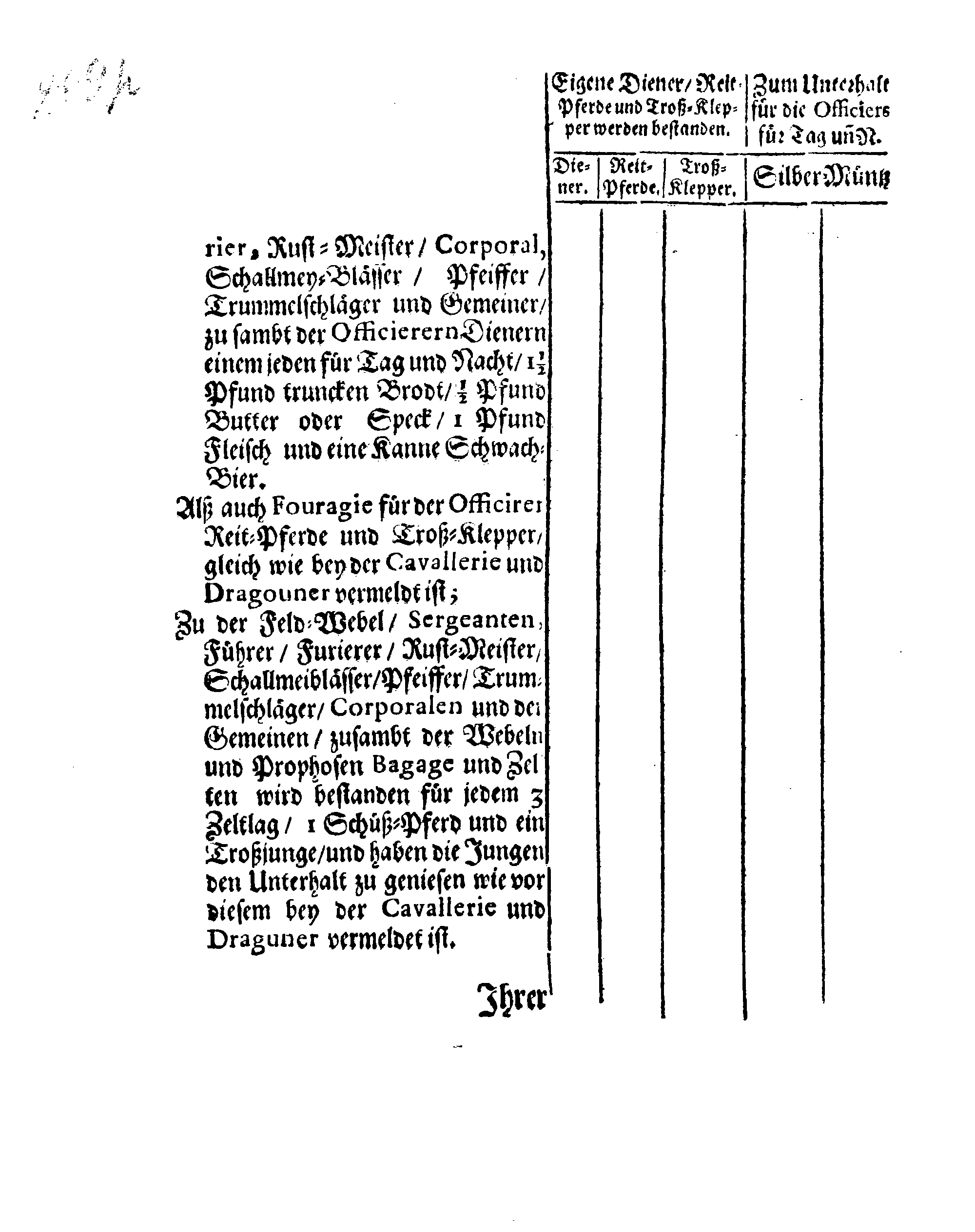 Ihrer Königl. Majest. Verneuerte Zug-Ordnung, Wornach die Außlage eingehoben und nachgehends unter der Land- und See-Militz sambt der Artollerie bey ihrem Durchzug außgetheilet werden sol