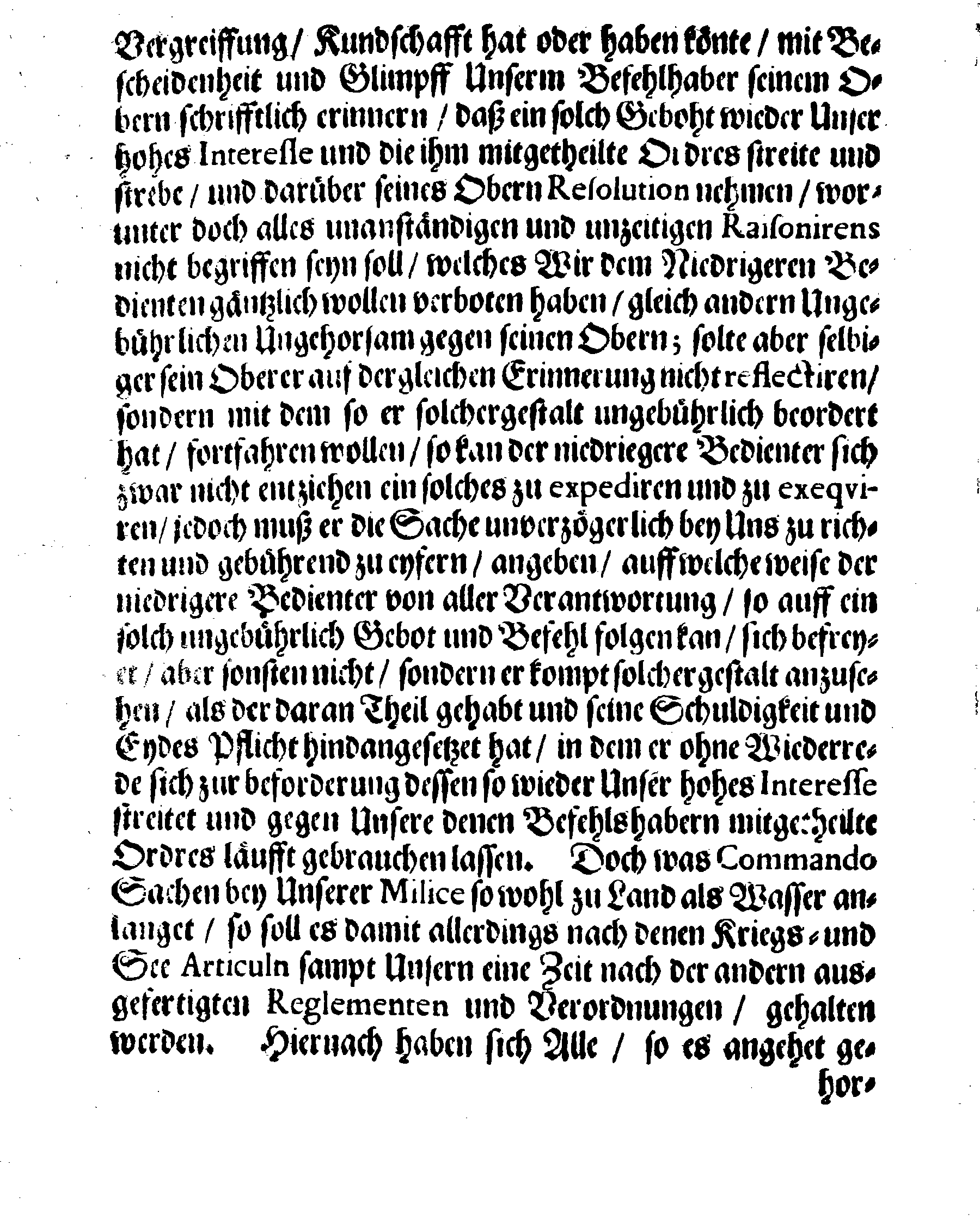 Ihrer Königl. Majest. Gnädigste STADGA und VERORDNUNG, Angehend den Gehorsam, welchen die niedrigere Bediente ihren Obern schuldig sind, in Sachen so zu Ihrer Königl. Majest. Dienst oder Undienst gereichen