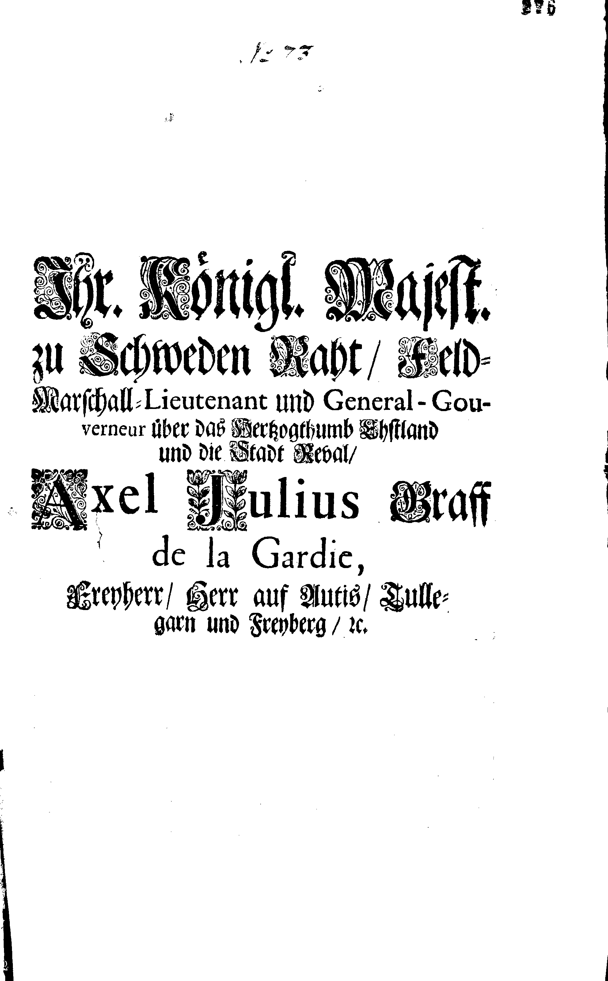 [Axel Julius De la Gardie korraldus]