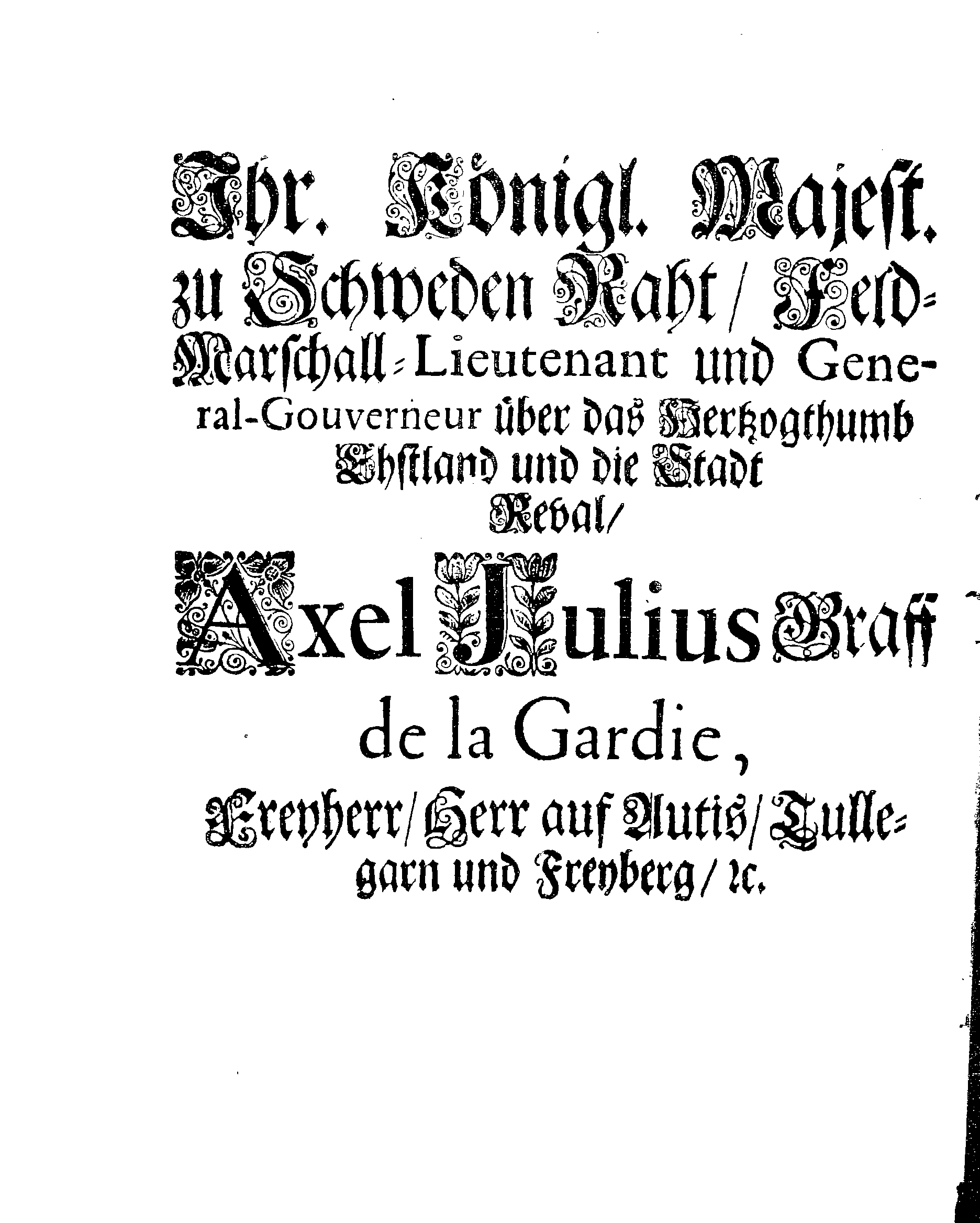 [Axel Julius De la Gardie korraldus]