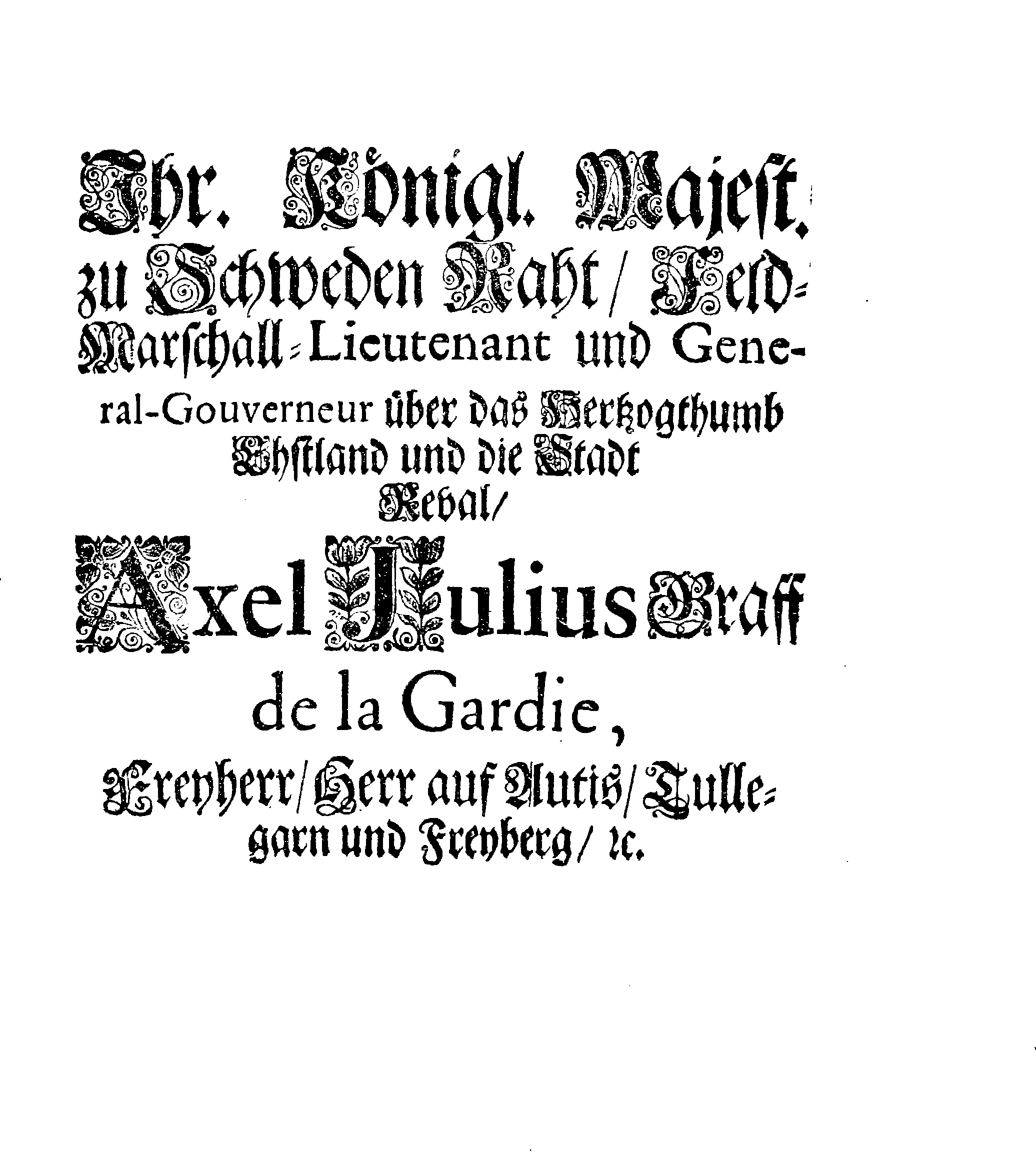 [Axel Julius De la Gardie korraldus]