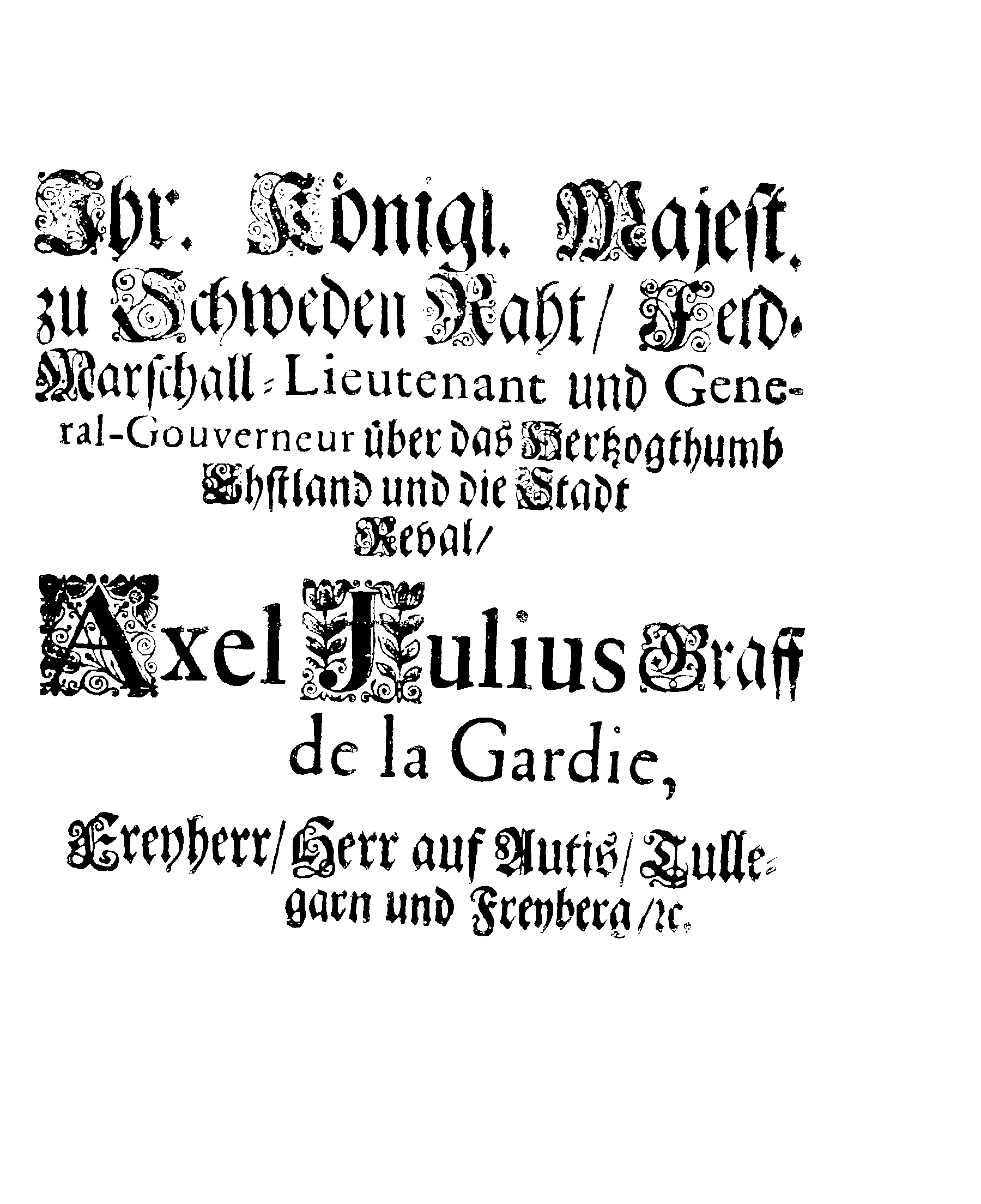 [Axel Julius De la Gardie korraldus]